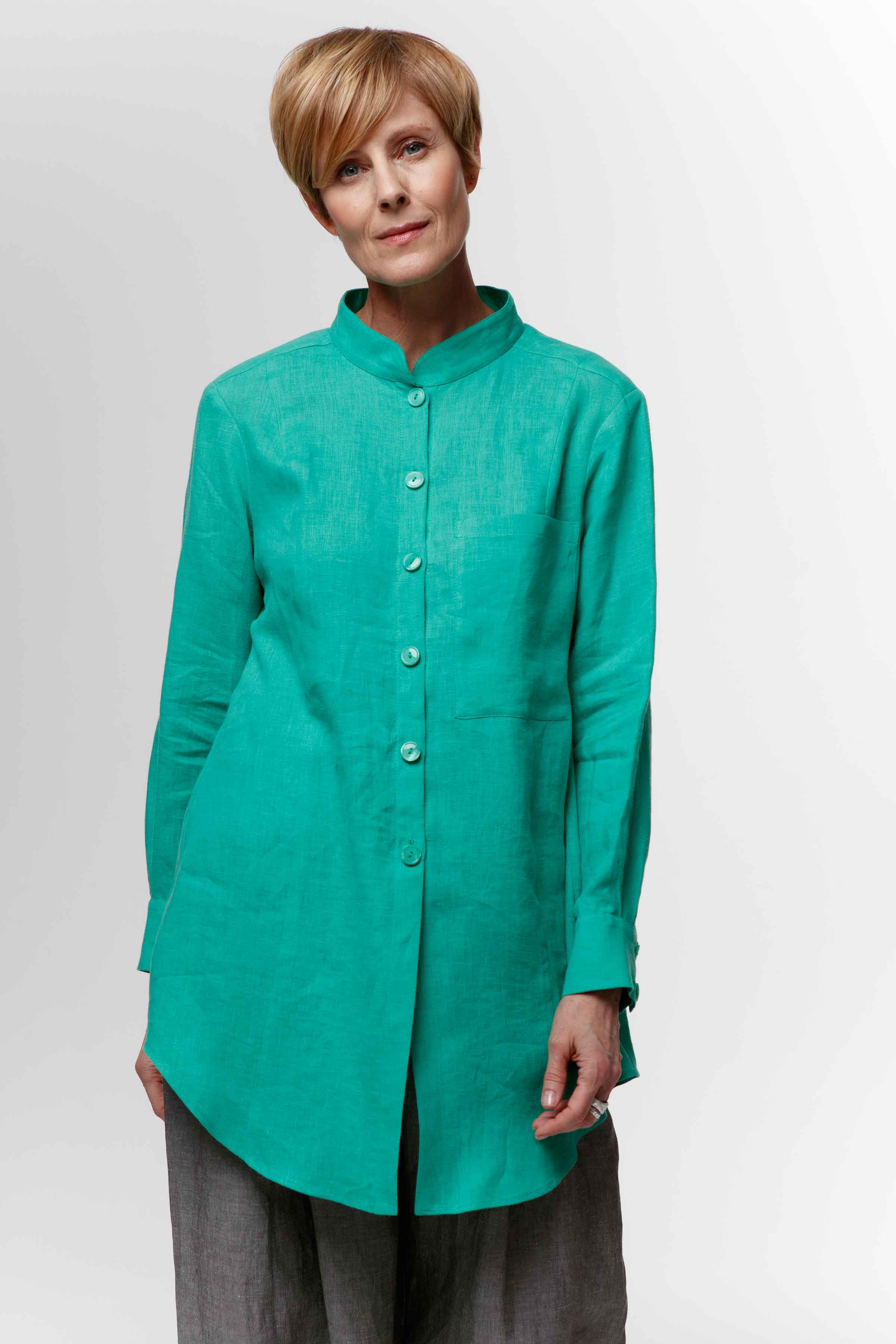 Блуза с кокеткой, мягкий лён  от Lesel (Лесель)! Заказывайте по ✆ 8 (800) 777 02 37