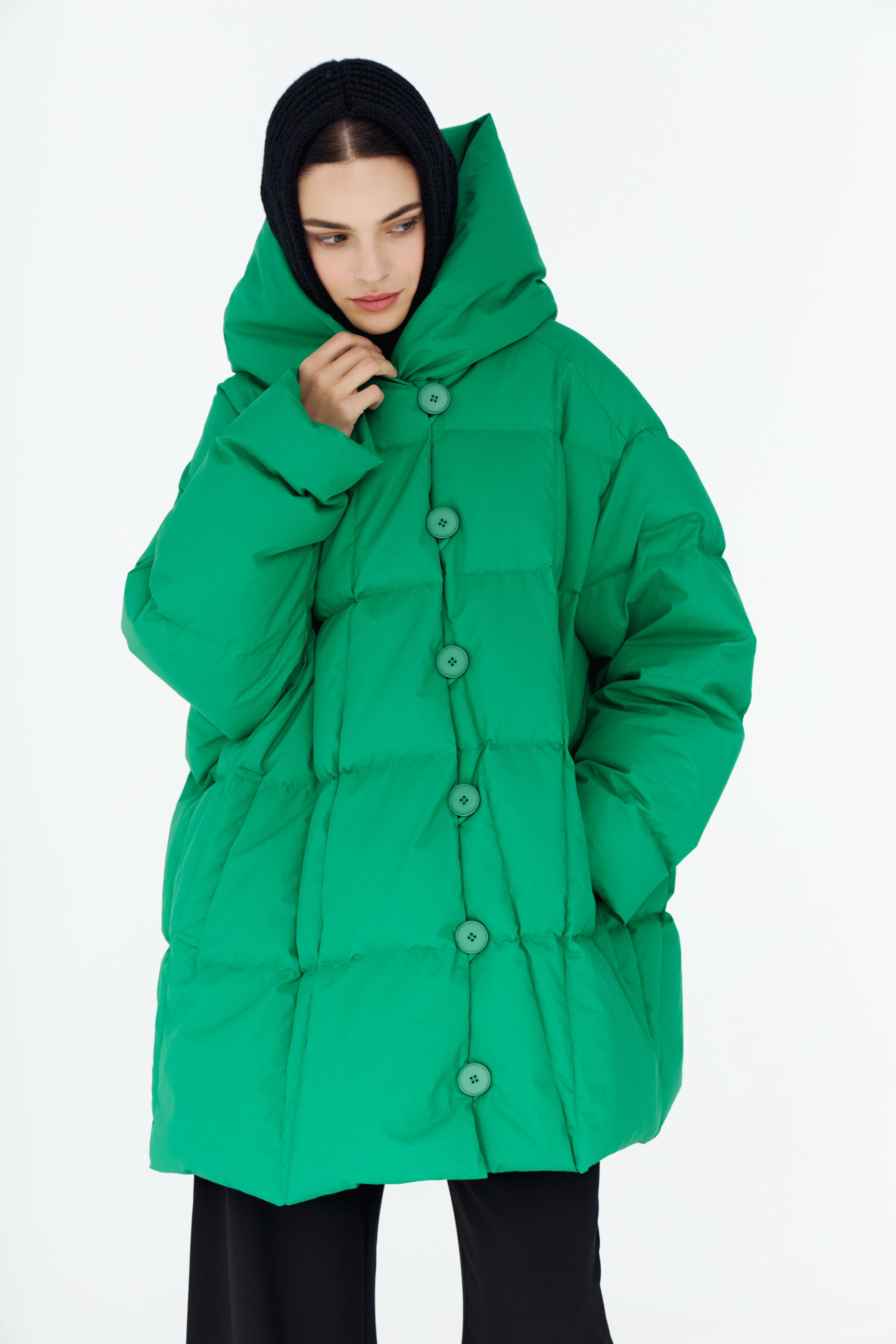 Куртка пуховая пончо-квадрат