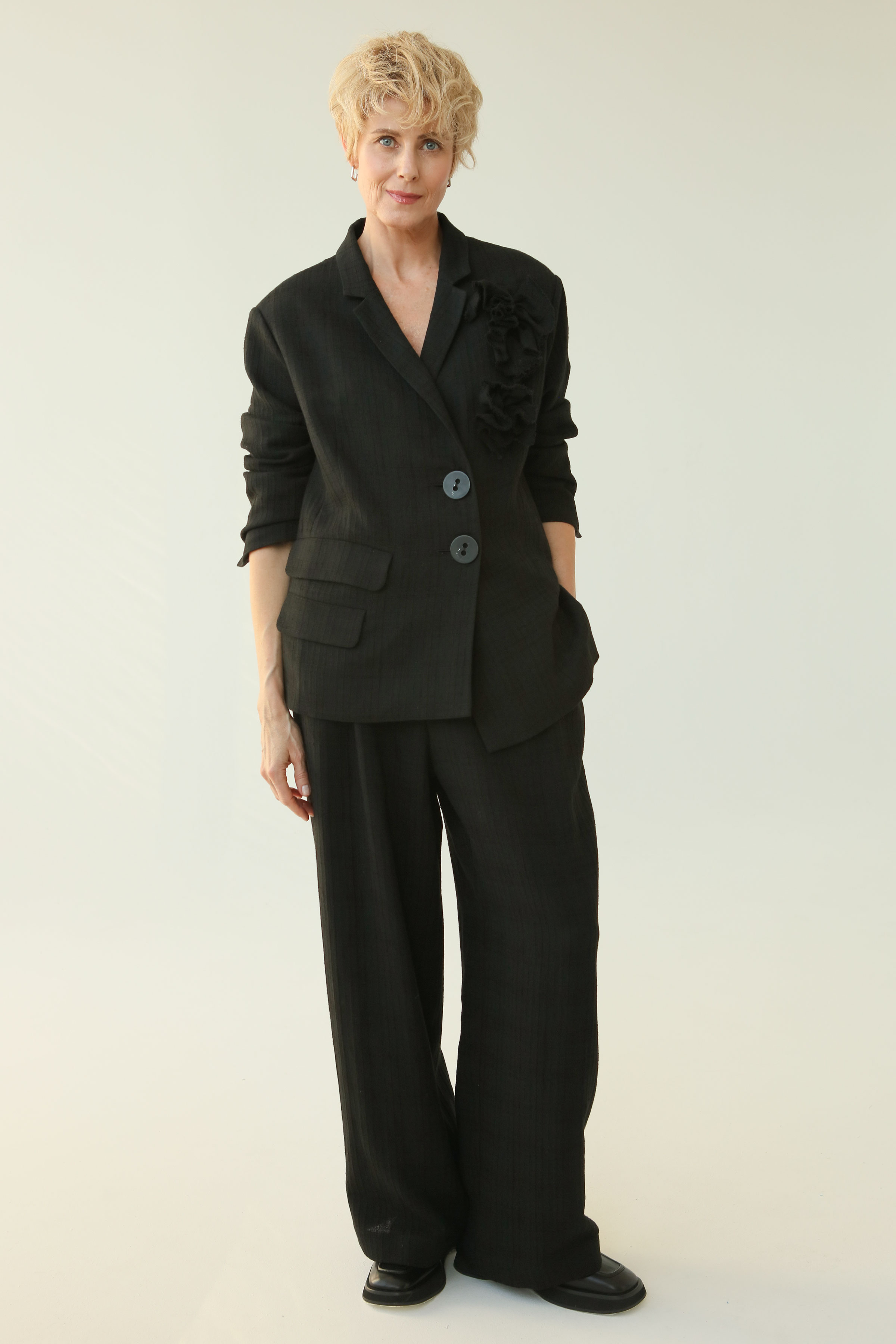 Брюки Прямые со складками, мягкий лен клетка  от Lesel (Лесель)! Заказывайте по ✆ 8 (800) 777 02 37