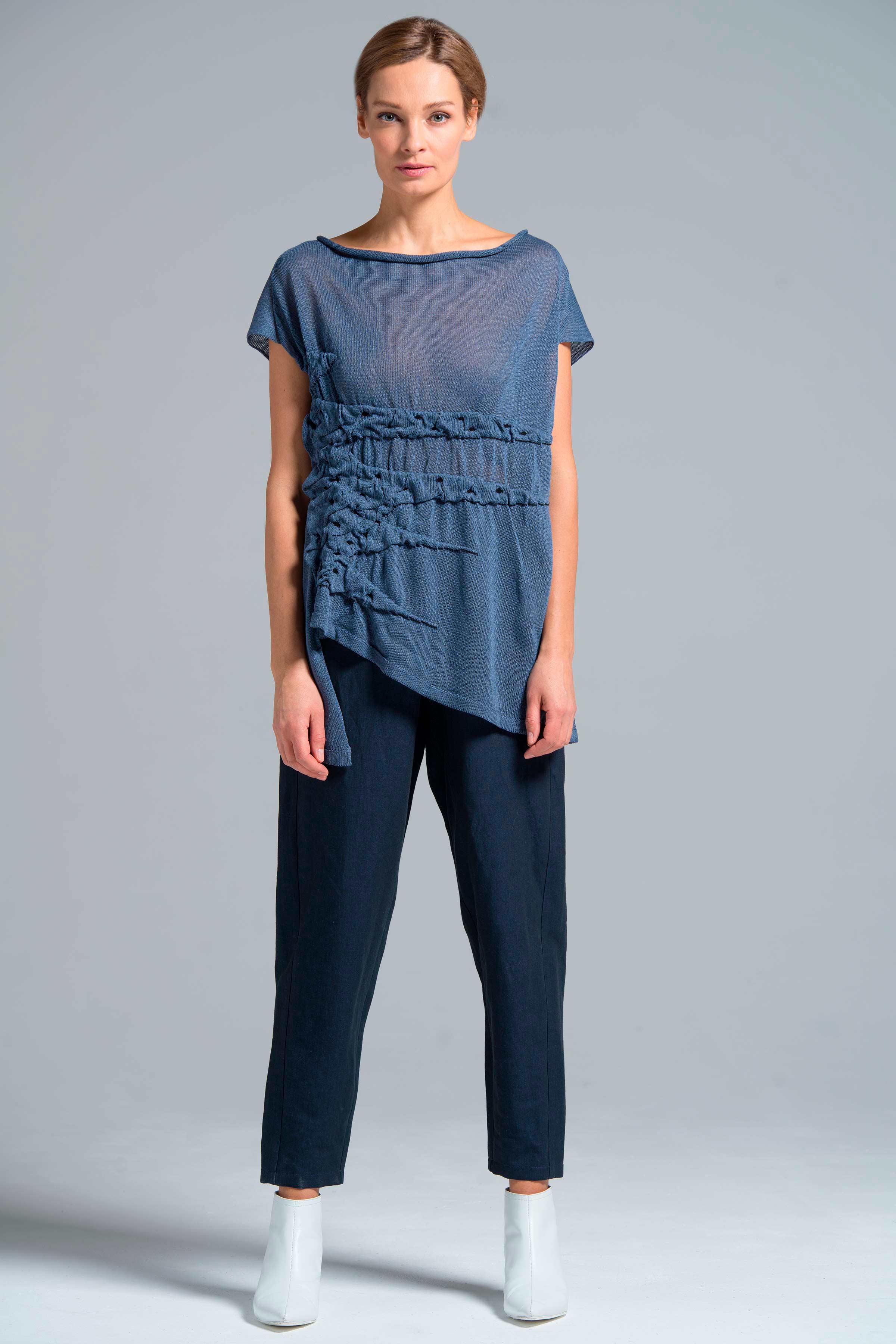 Джемпер Дюны с коротким рукавом 38 Джинсовый (denim) от Lesel (Лесель)! Заказывайте по ✆ 8 (800) 777 02 37