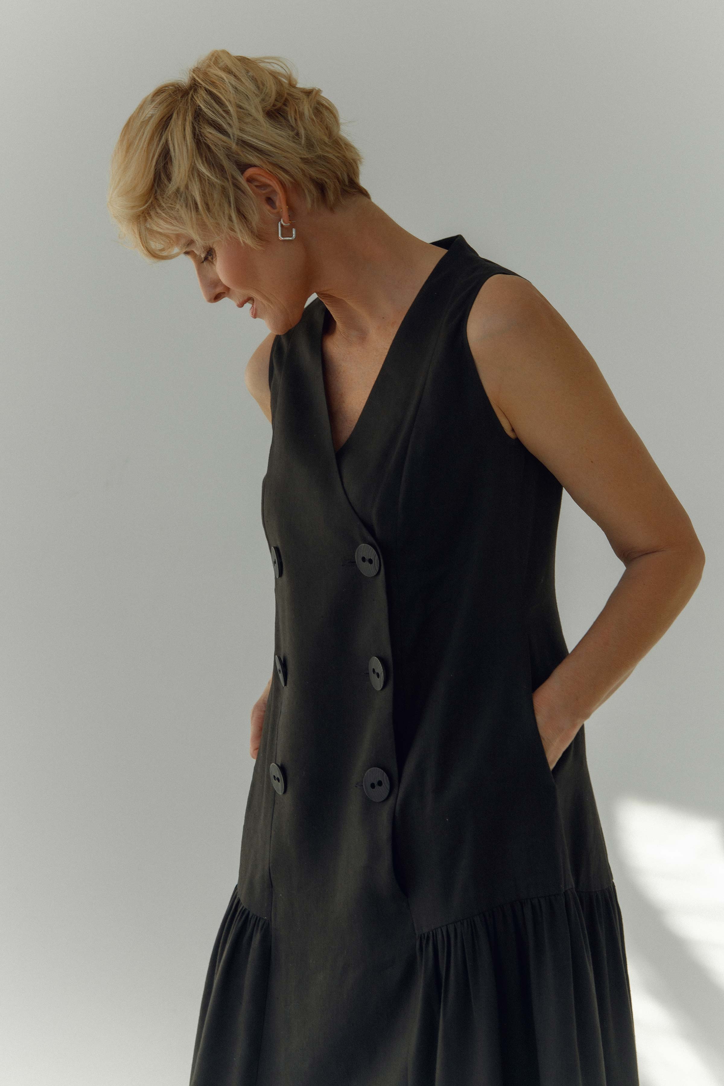 Платье Сарафан, лён 00 Черный (noir) от Lesel (Лесель)! Заказывайте по ✆ 8 (800) 777 02 37