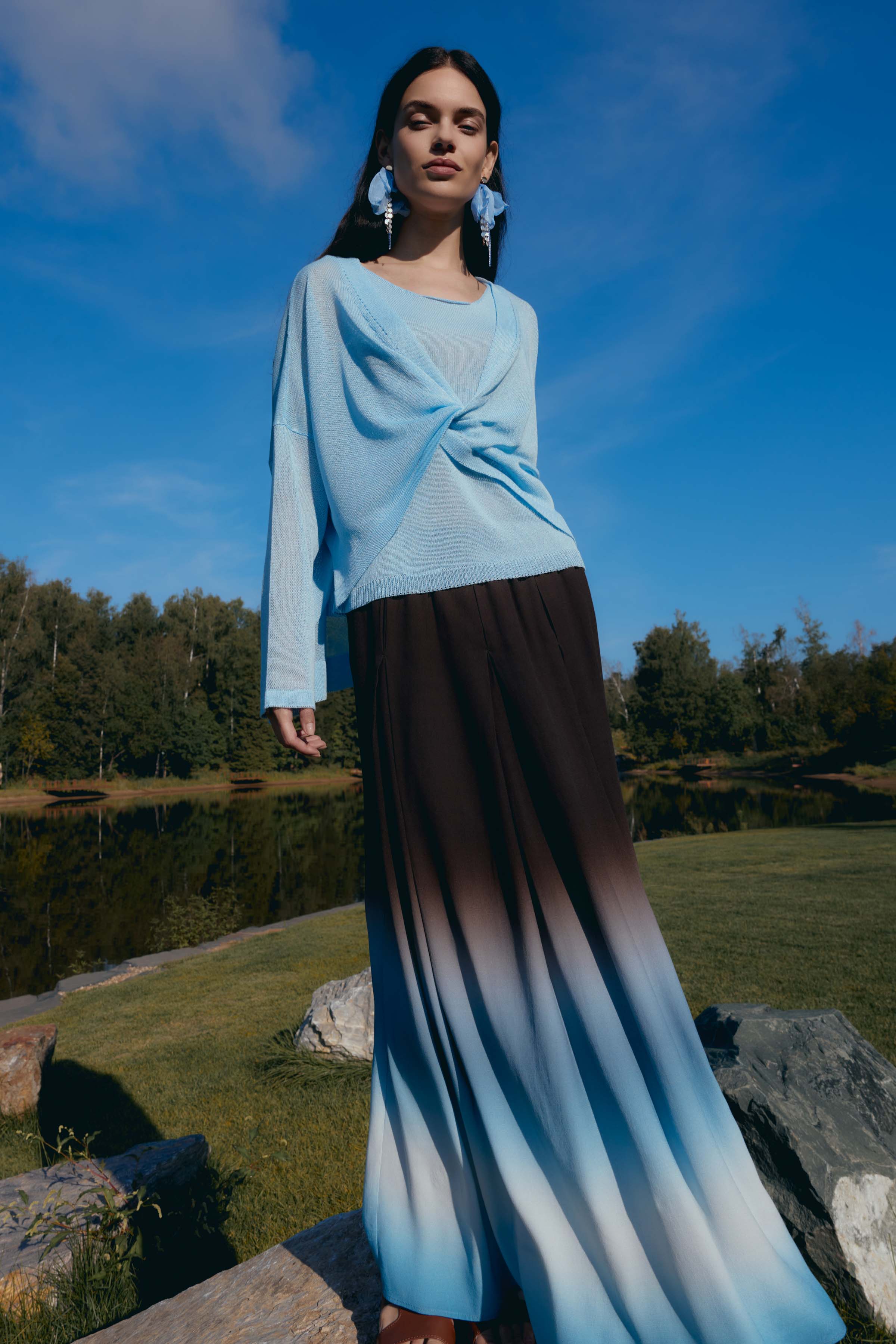 Юбка Деграде в складку 34 Голубой лед (glace bleue) от Lesel (Лесель)! Заказывайте по ✆ 8 (800) 777 02 37