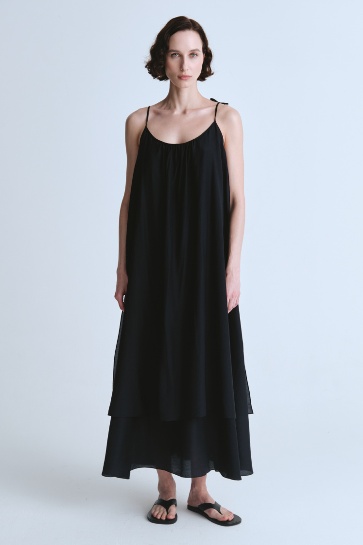 Платье сарафан клеш двухслойный, шёлк