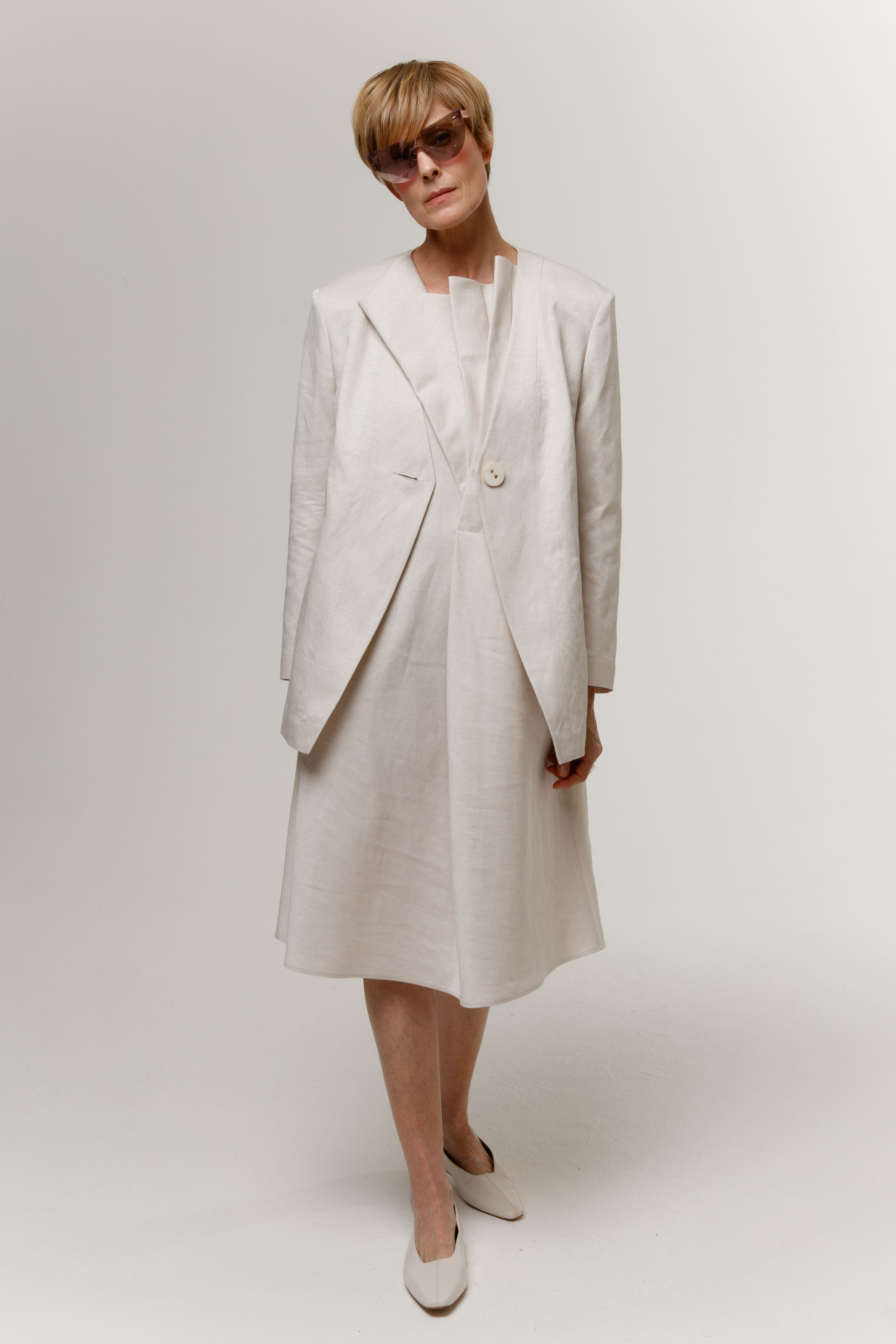 Платье с асимметричными складками без рукавов 06 Суфле (souffle) от Lesel (Лесель)! Заказывайте по ✆ 8 (800) 777 02 37