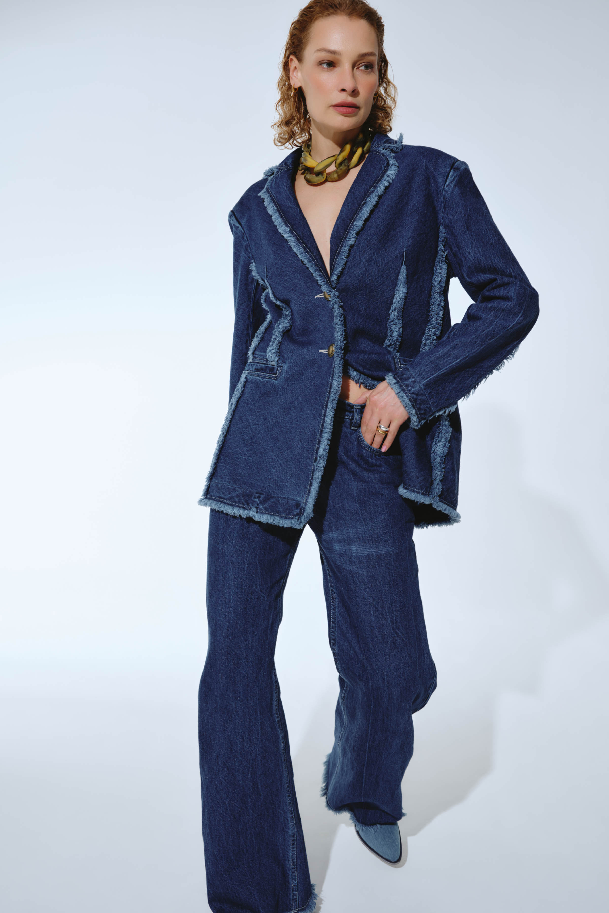 Жакет Гранж, джинса 38 Джинсовый (denim) от Lesel (Лесель)! Заказывайте по ✆ 8 (800) 777 02 37