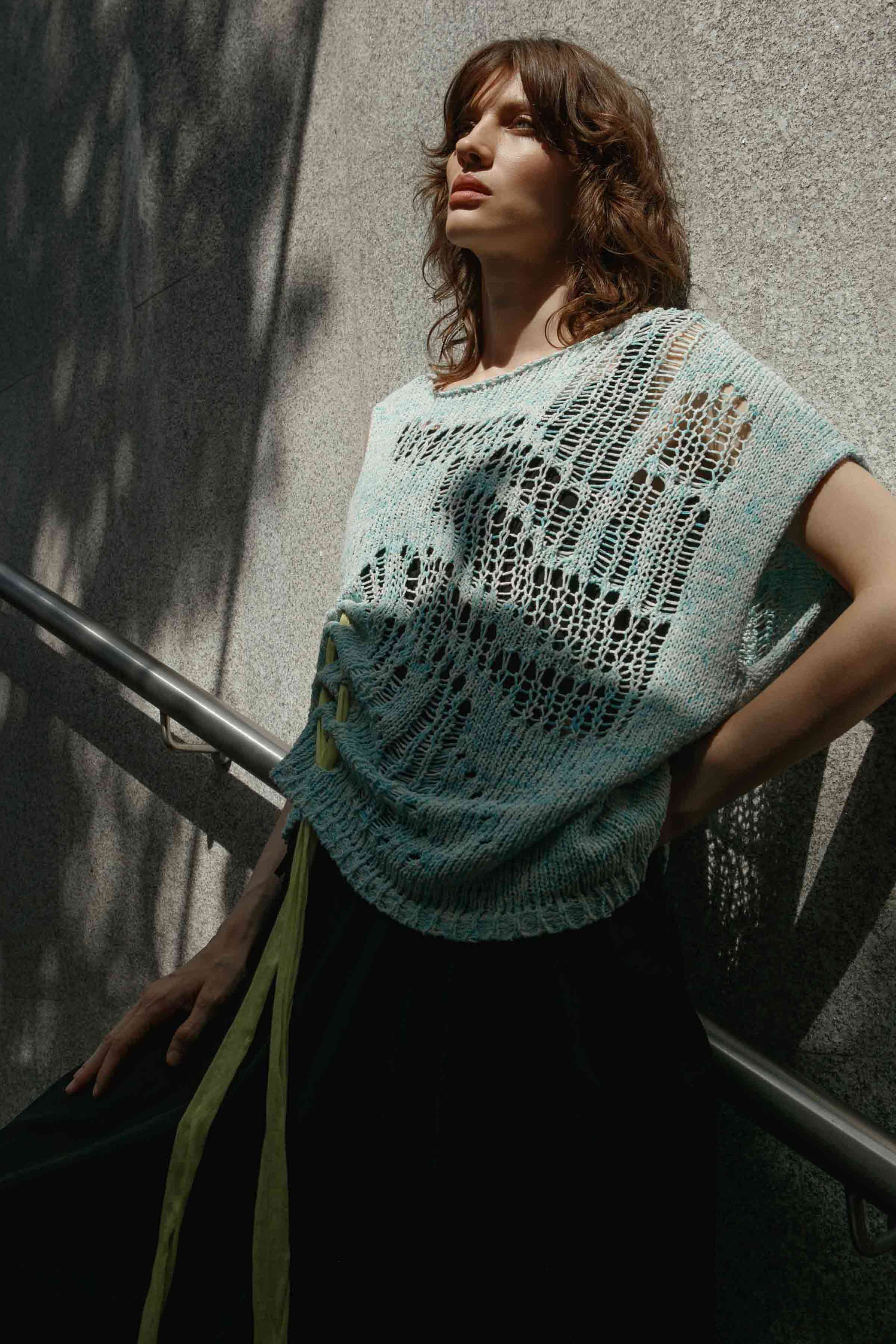 Топ асимметрия с лентой 37 Аквамарин меланж (aquamarine melange) от Lesel (Лесель)! Заказывайте по ✆ 8 (800) 777 02 37