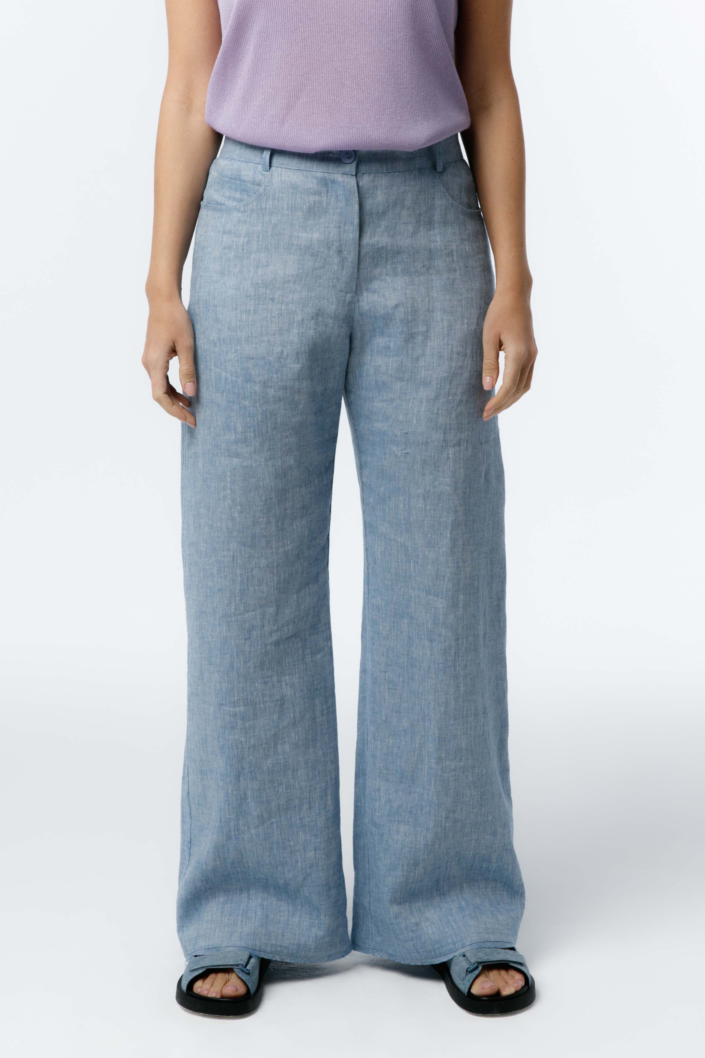 Брюки Прямые трубы, лён меланж  от Lesel (Лесель)! Заказывайте по ✆ 8 (800) 777 02 37