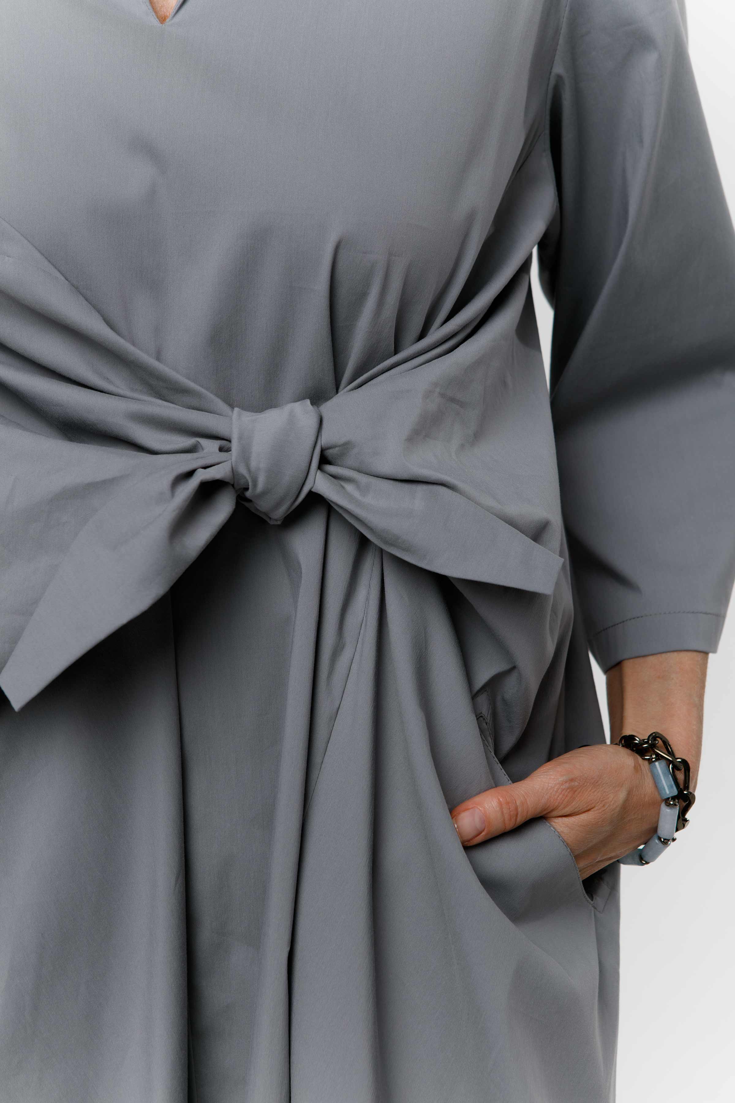 Платье с узлом, хлопок 10 Серый (grise) от Lesel (Лесель)! Заказывайте по ✆ 8 (800) 777 02 37