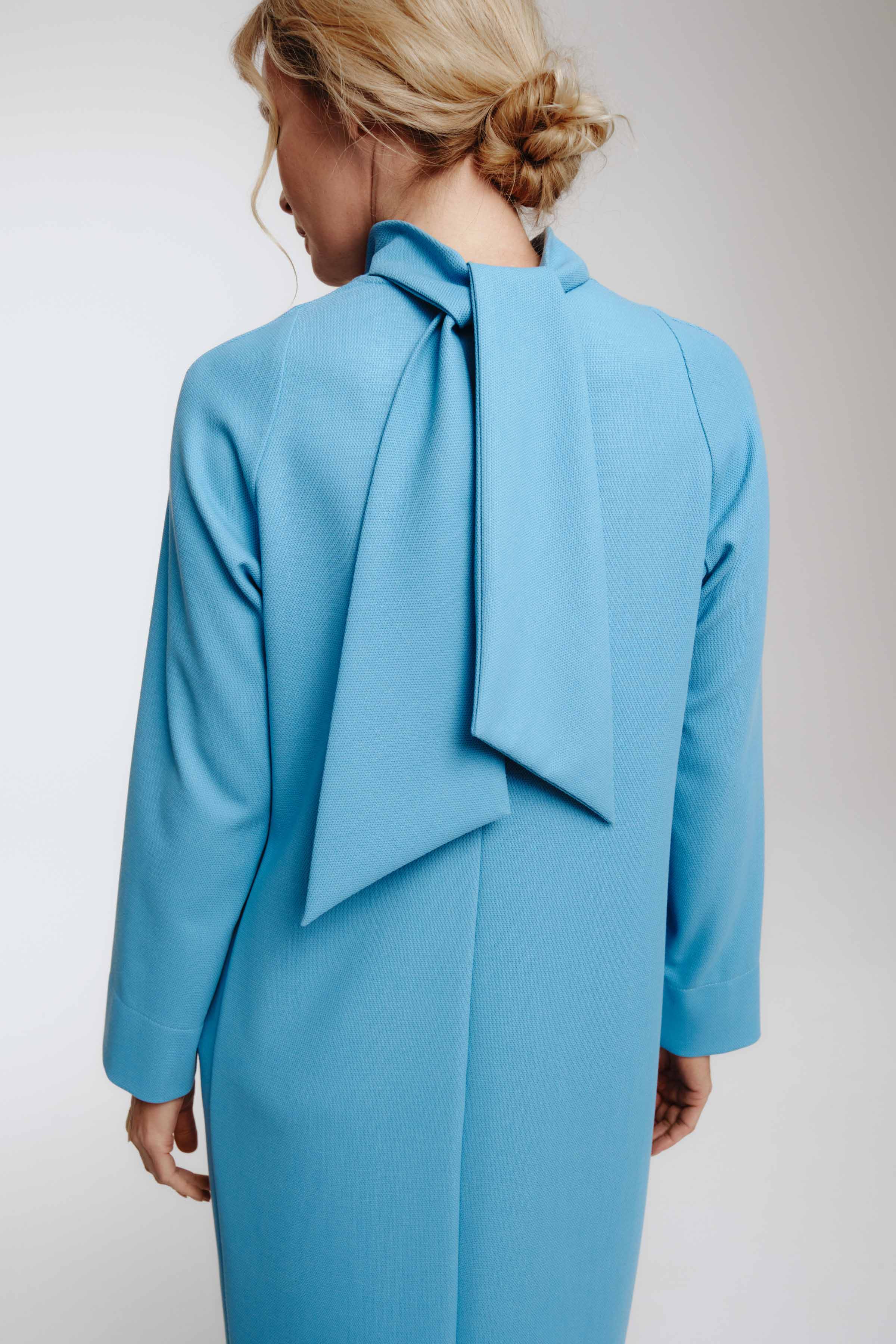 Платье с воротником Качели, длинный рукав 36 Лазурно-синий (bleu azur) от Lesel (Лесель)! Заказывайте по ✆ 8 (800) 777 02 37