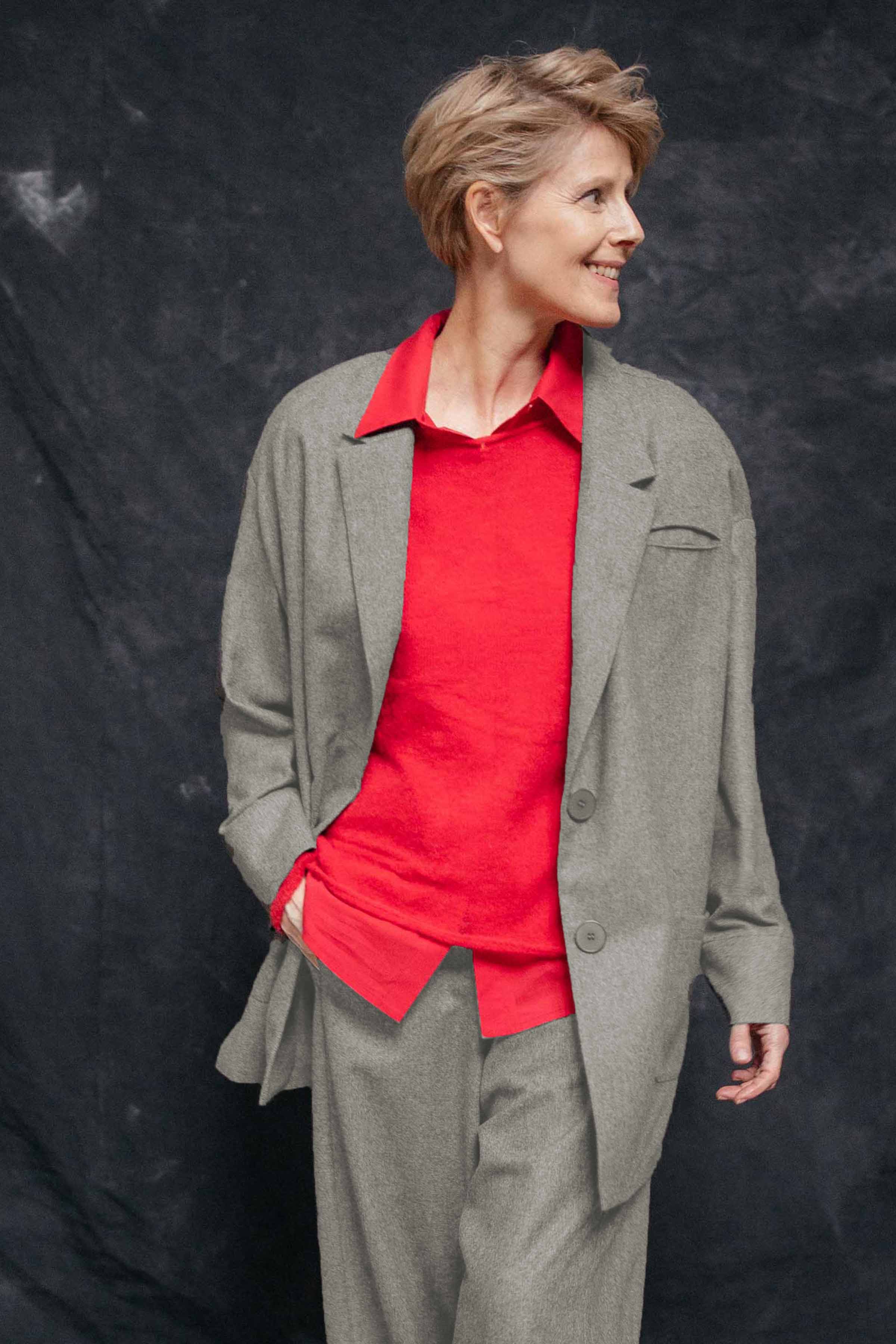 Жакет квадрат, шерсть 12 Серый камень (pierre grise) от Lesel (Лесель)! Заказывайте по ✆ 8 (800) 777 02 37