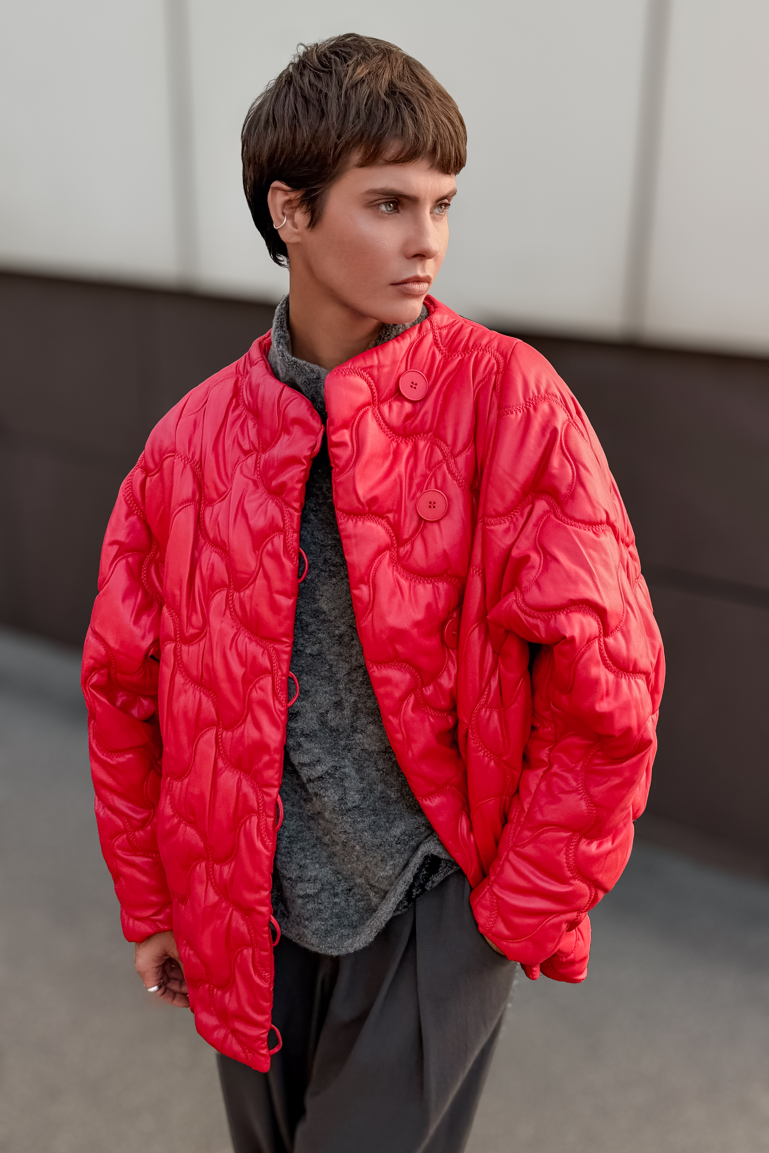 Куртка бомбер ромб, эко-кожа 25 Красный (rouge) от Lesel (Лесель)! Заказывайте по ✆ 8 (800) 777 02 37