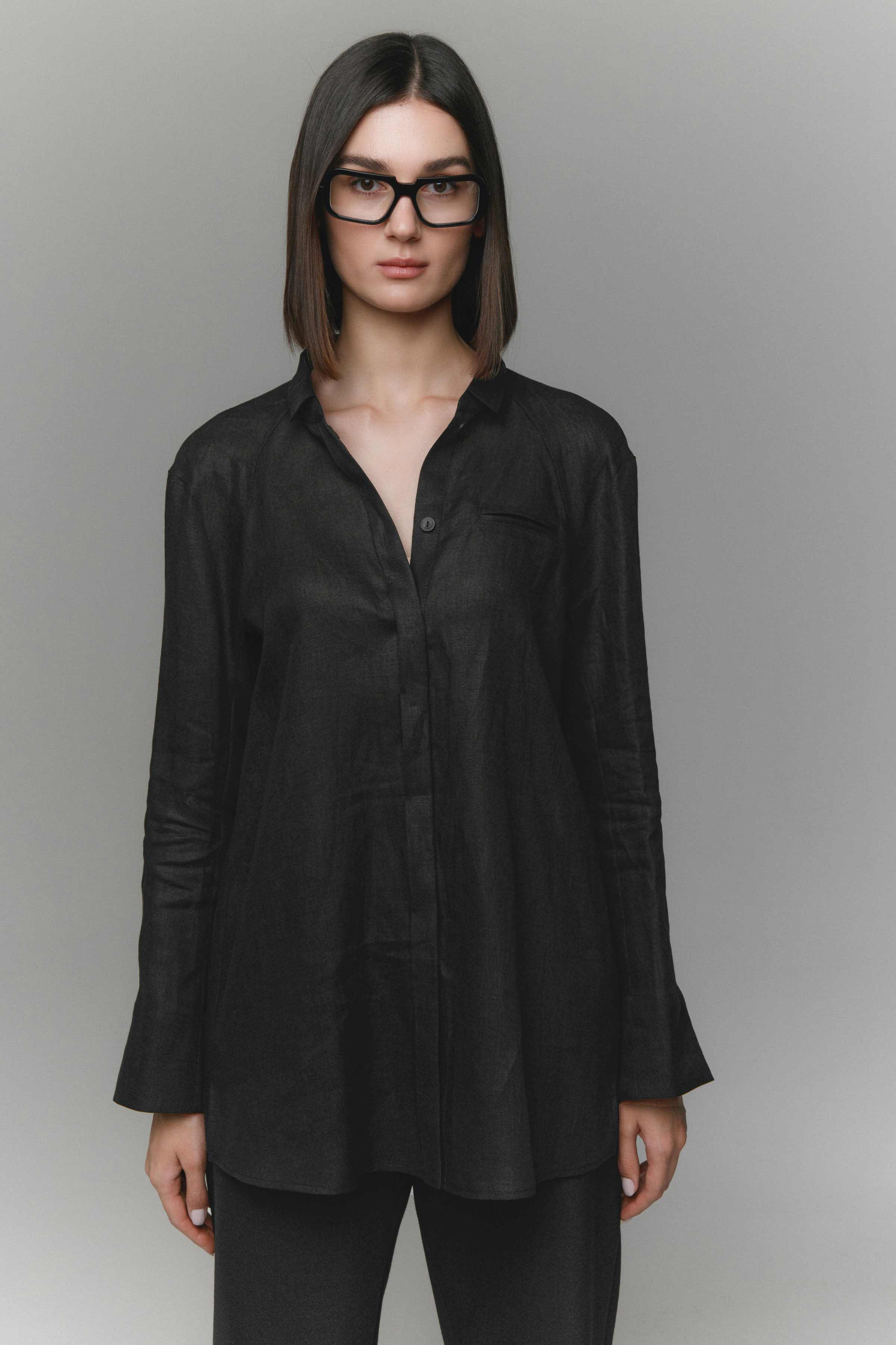 Блуза рубашка с вязаной спинкой 00 Черный (noir) от Lesel (Лесель)! Заказывайте по ✆ 8 (800) 777 02 37