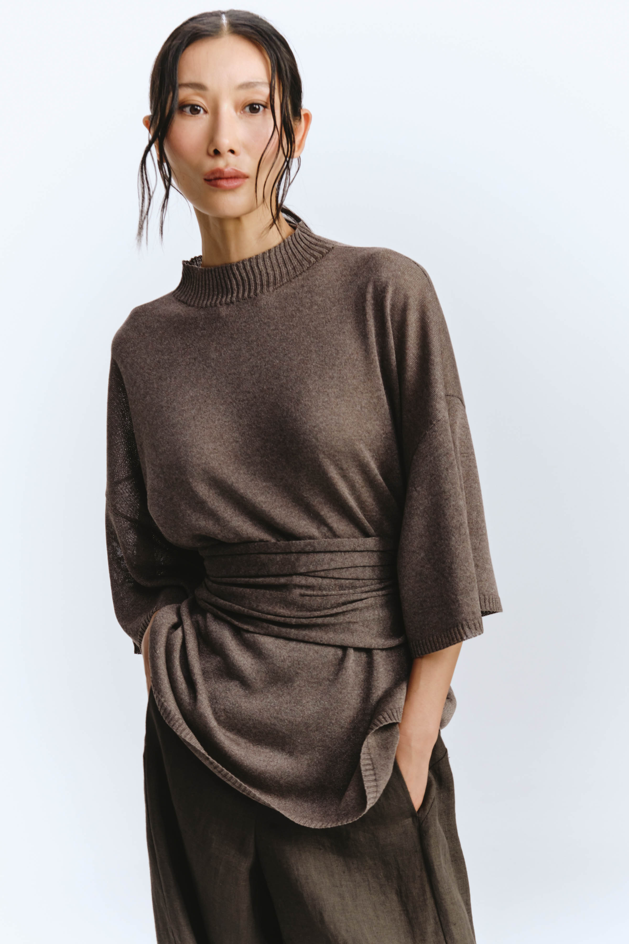 Джемпер с широким рукавом и поясом  от Lesel (Лесель)! Заказывайте по ✆ 8 (800) 777 02 37