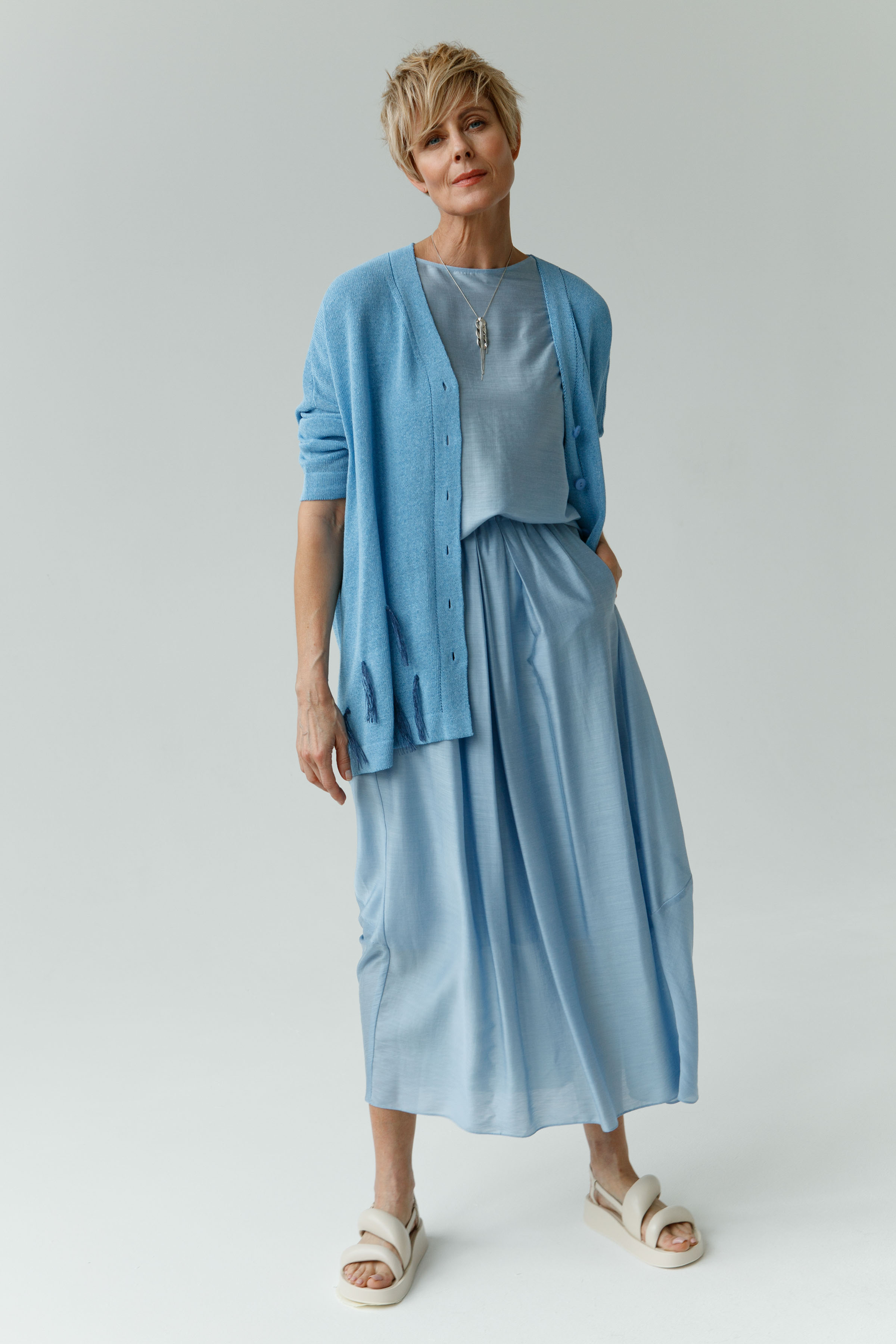 Блуза Кимоно, шёлк 34 Голубой агат (agate bleue) от Lesel (Лесель)! Заказывайте по ✆ 8 (800) 777 02 37