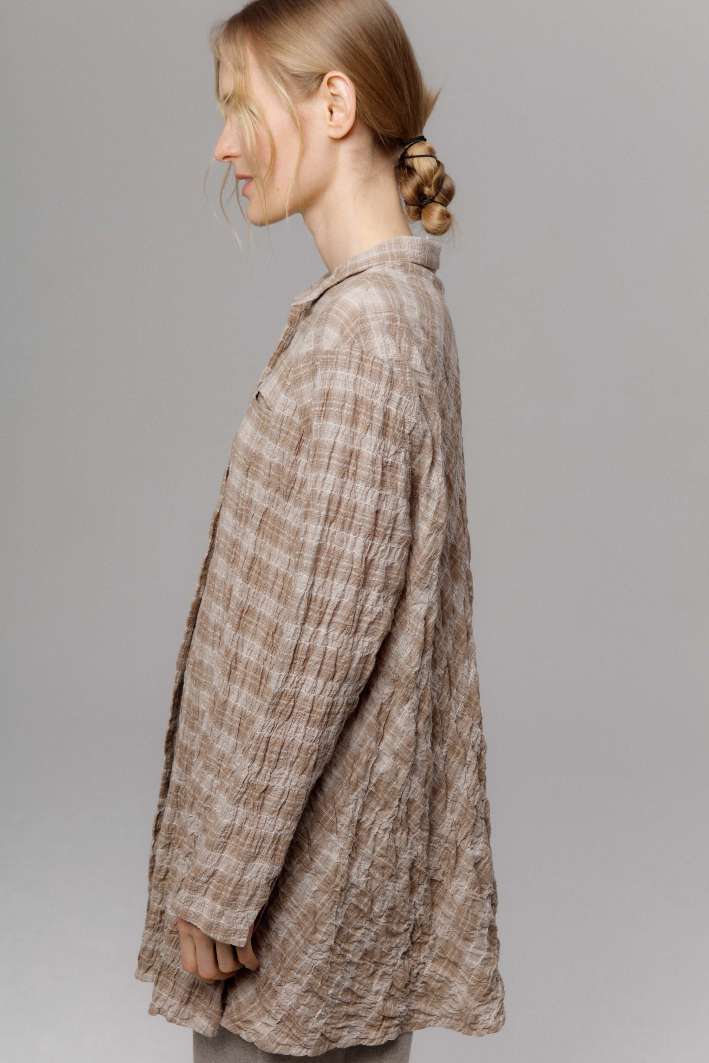 Блуза Рубашка в клетку 15 Серый меланж (melange gris) от Lesel (Лесель)! Заказывайте по ✆ 8 (800) 777 02 37