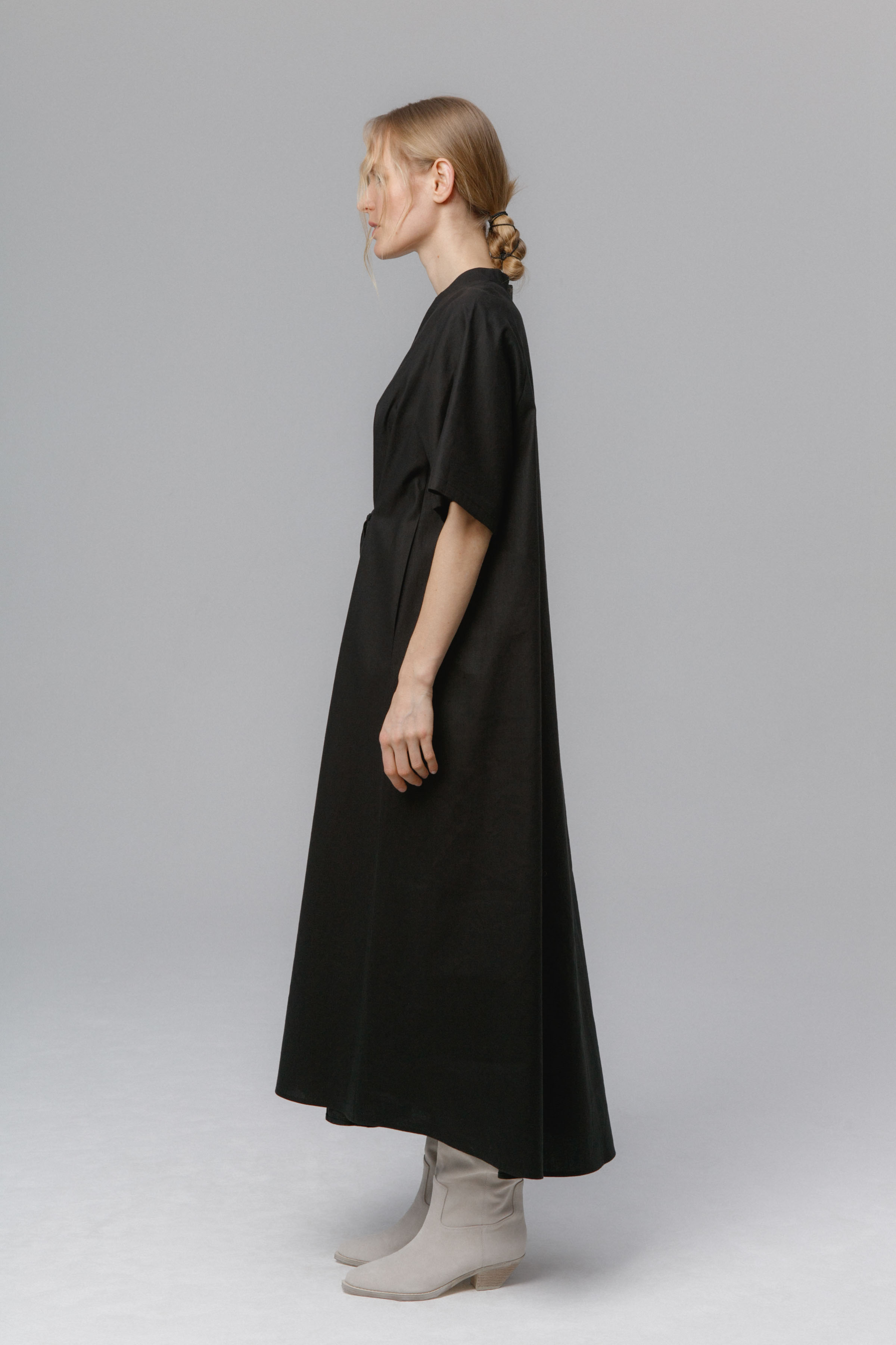 Платье Реглан, завязки, лён 00 Черный (noir) от Lesel (Лесель)! Заказывайте по ✆ 8 (800) 777 02 37