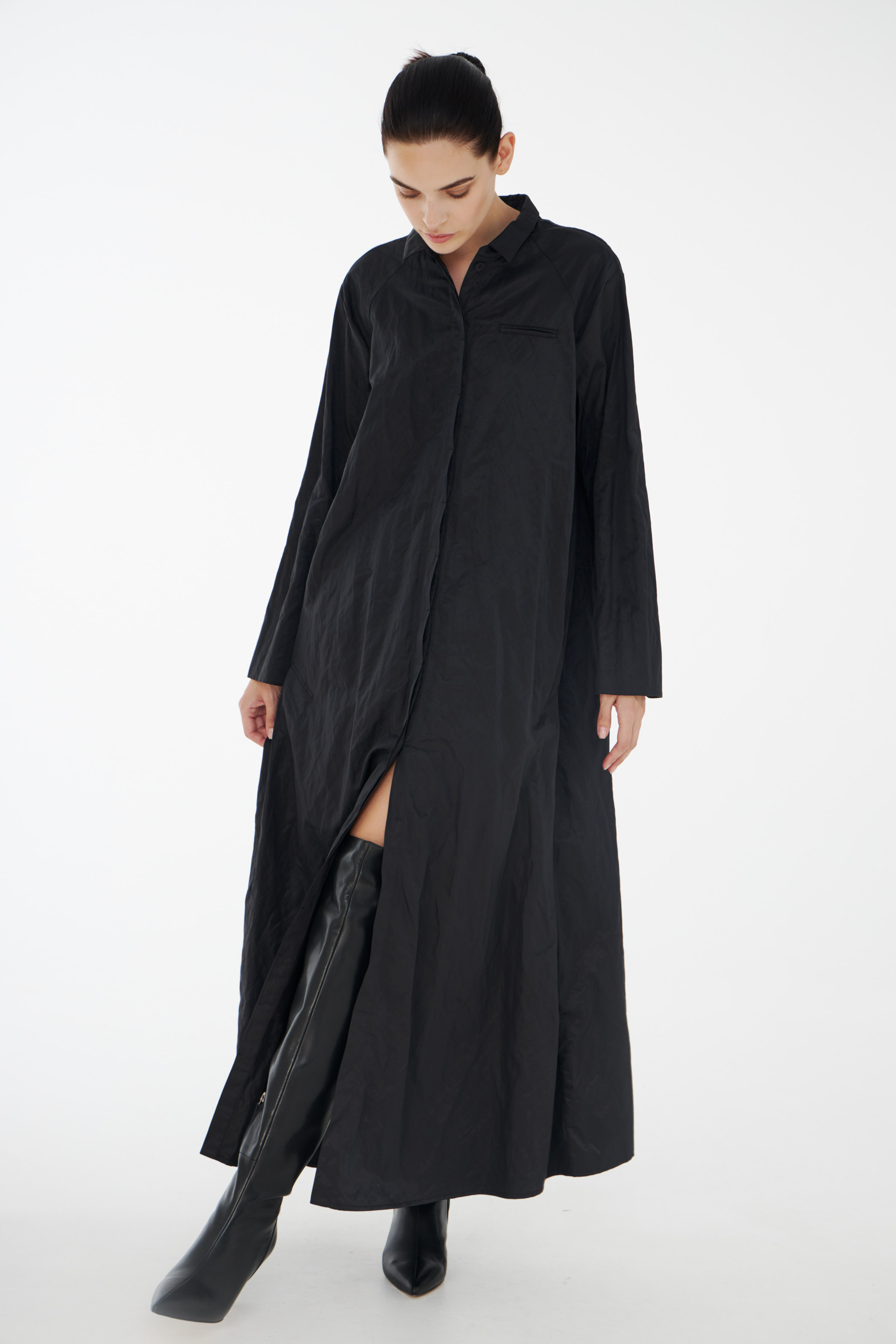 Платье рубашка жатая 00 Черный (noir), 78 Полутень (penombre) от Lesel (Лесель)! Заказывайте по ✆ 8 (800) 777 02 37