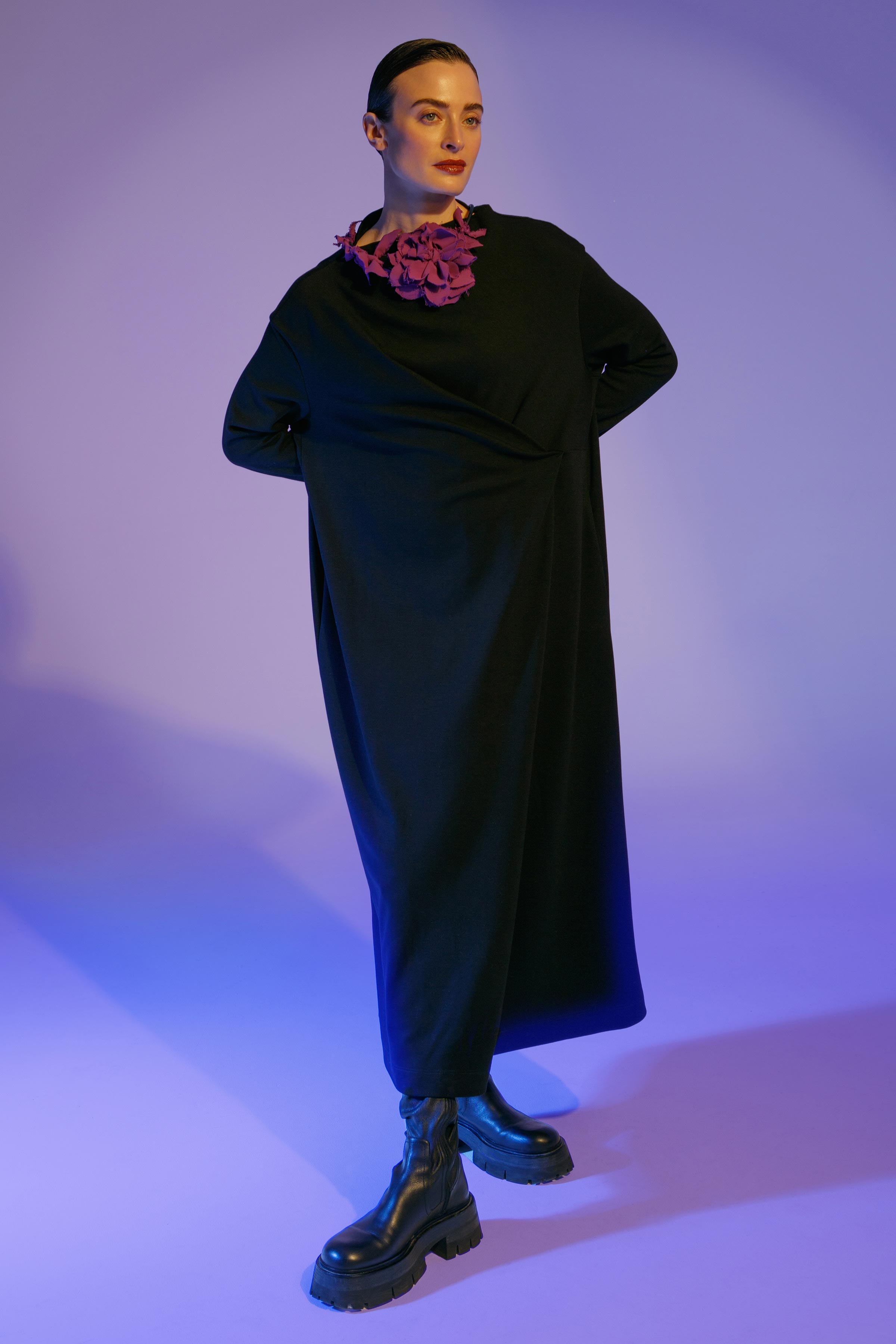 Платье драпировка, джерси 00 Черный (noir) от Lesel (Лесель)! Заказывайте по ✆ 8 (800) 777 02 37