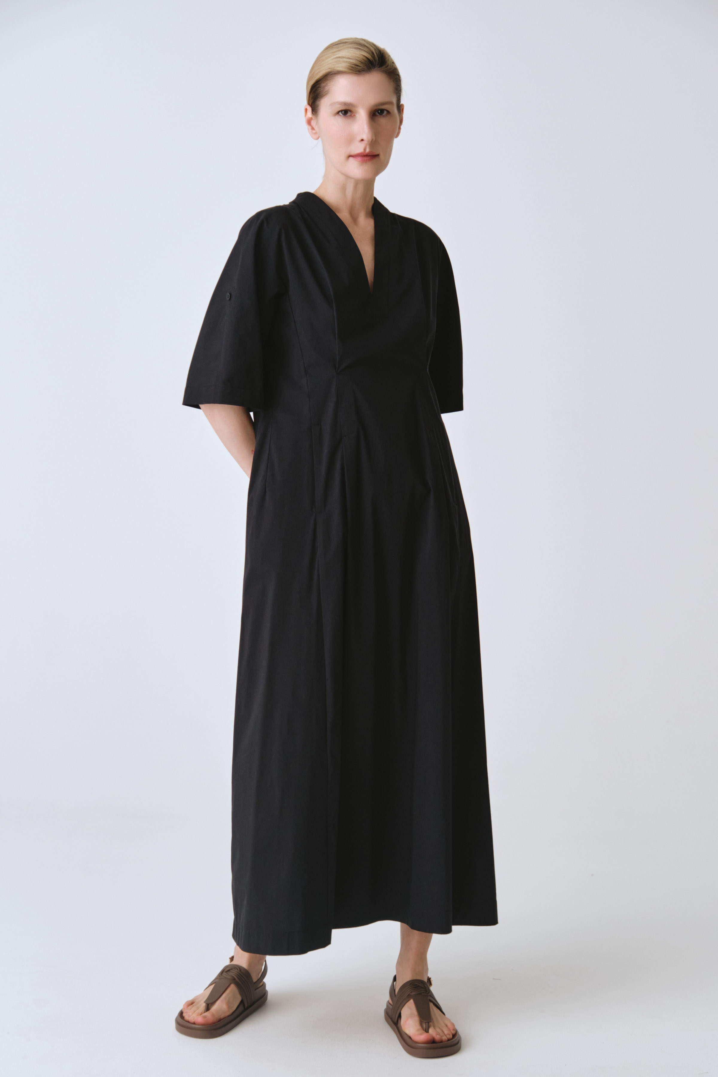 Платье клеш с широкими рукавами, хлопок