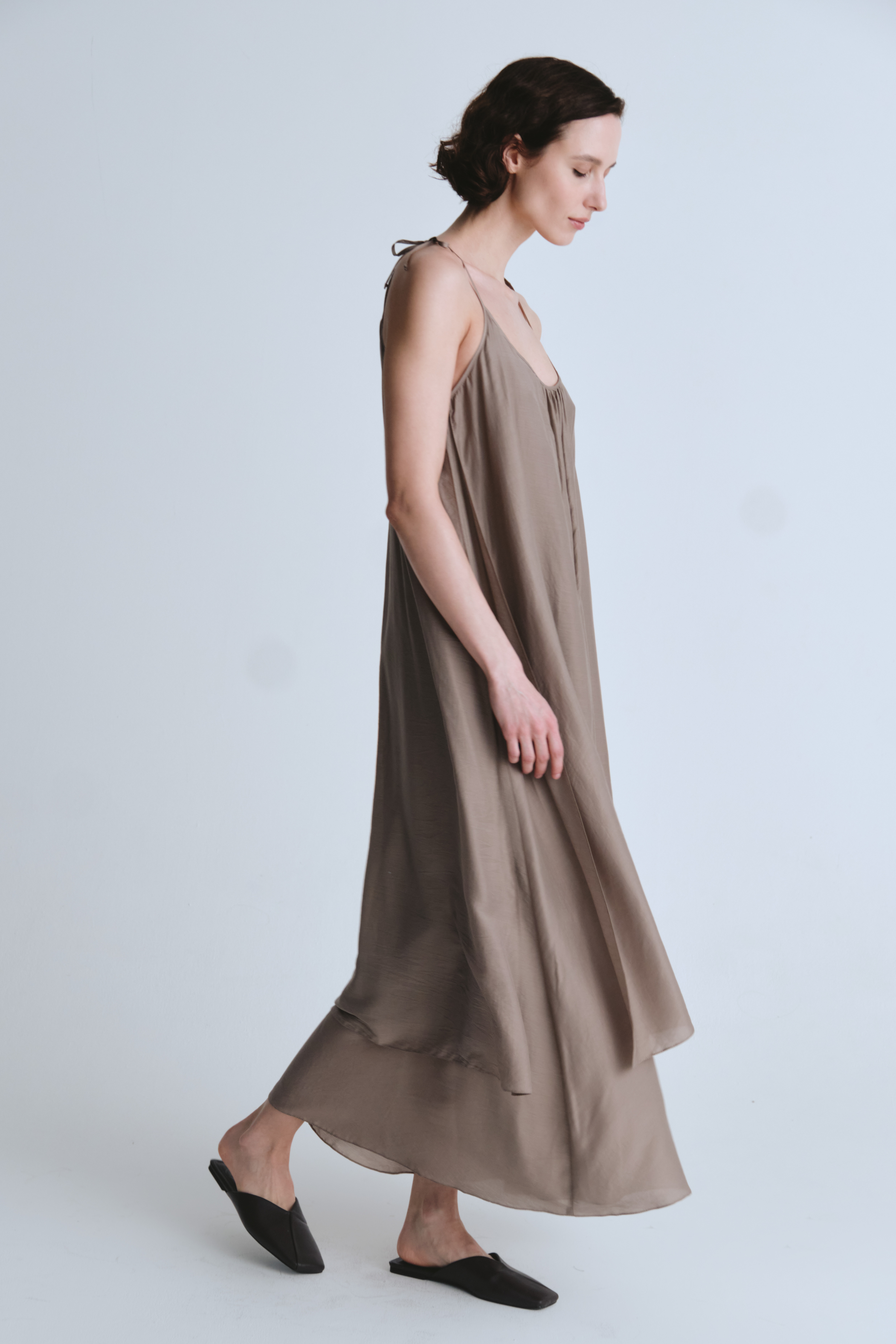 Платье сарафан клеш двухслойный, шёлк