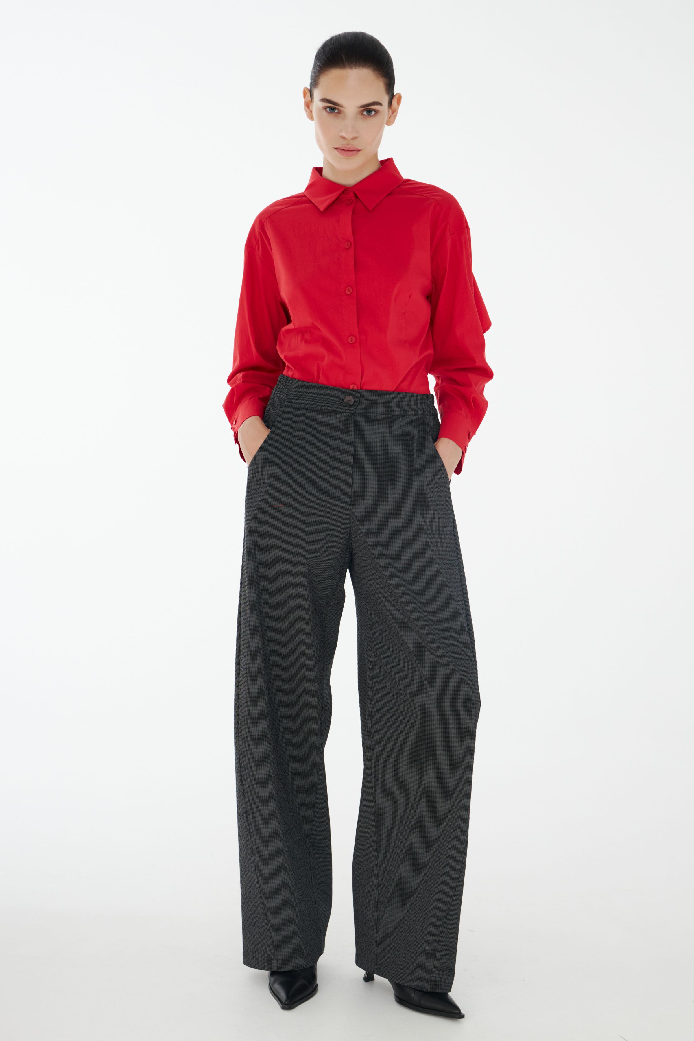 Брюки широкий овал, клетка Виши