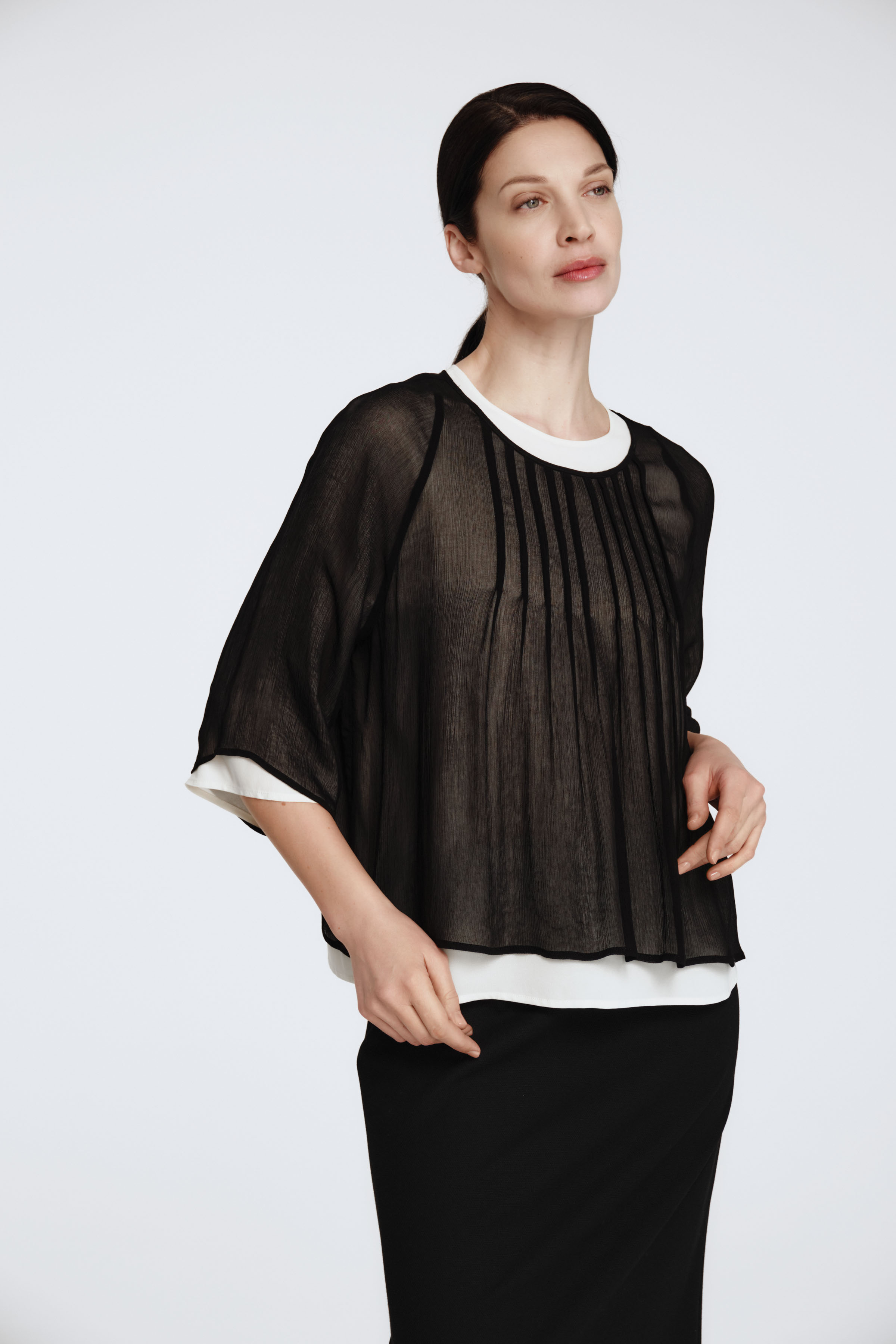 Блуза двухслойная, защипы, реглан  от Lesel (Лесель)! Заказывайте по ✆ 8 (800) 777 02 37