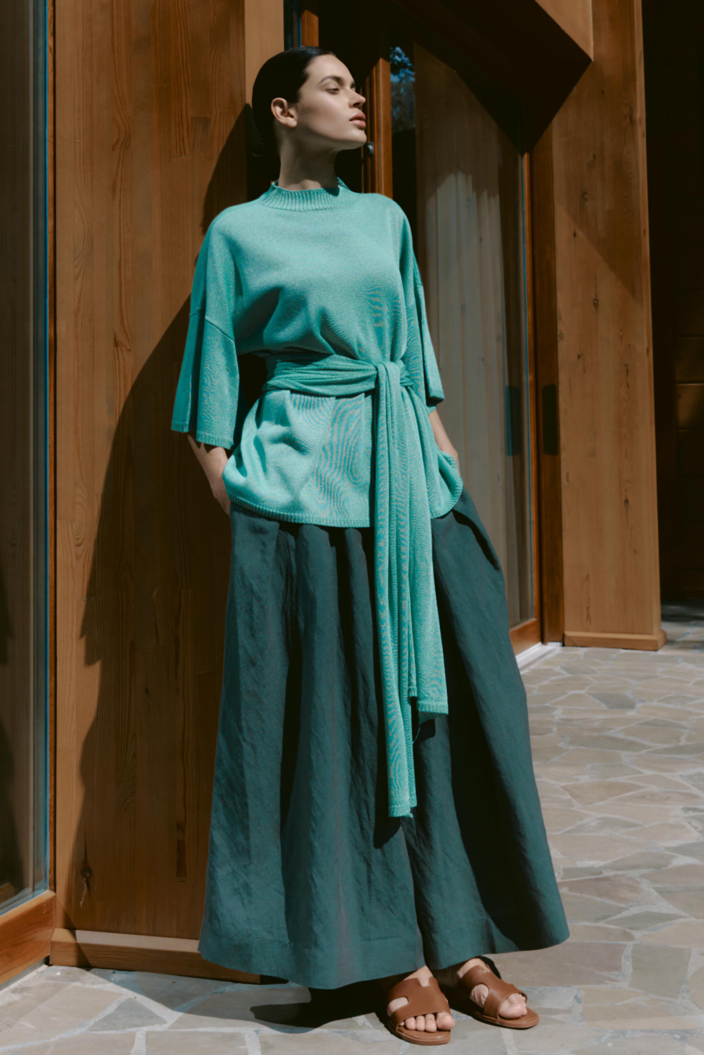 Юбка-брюки с широкими защипами