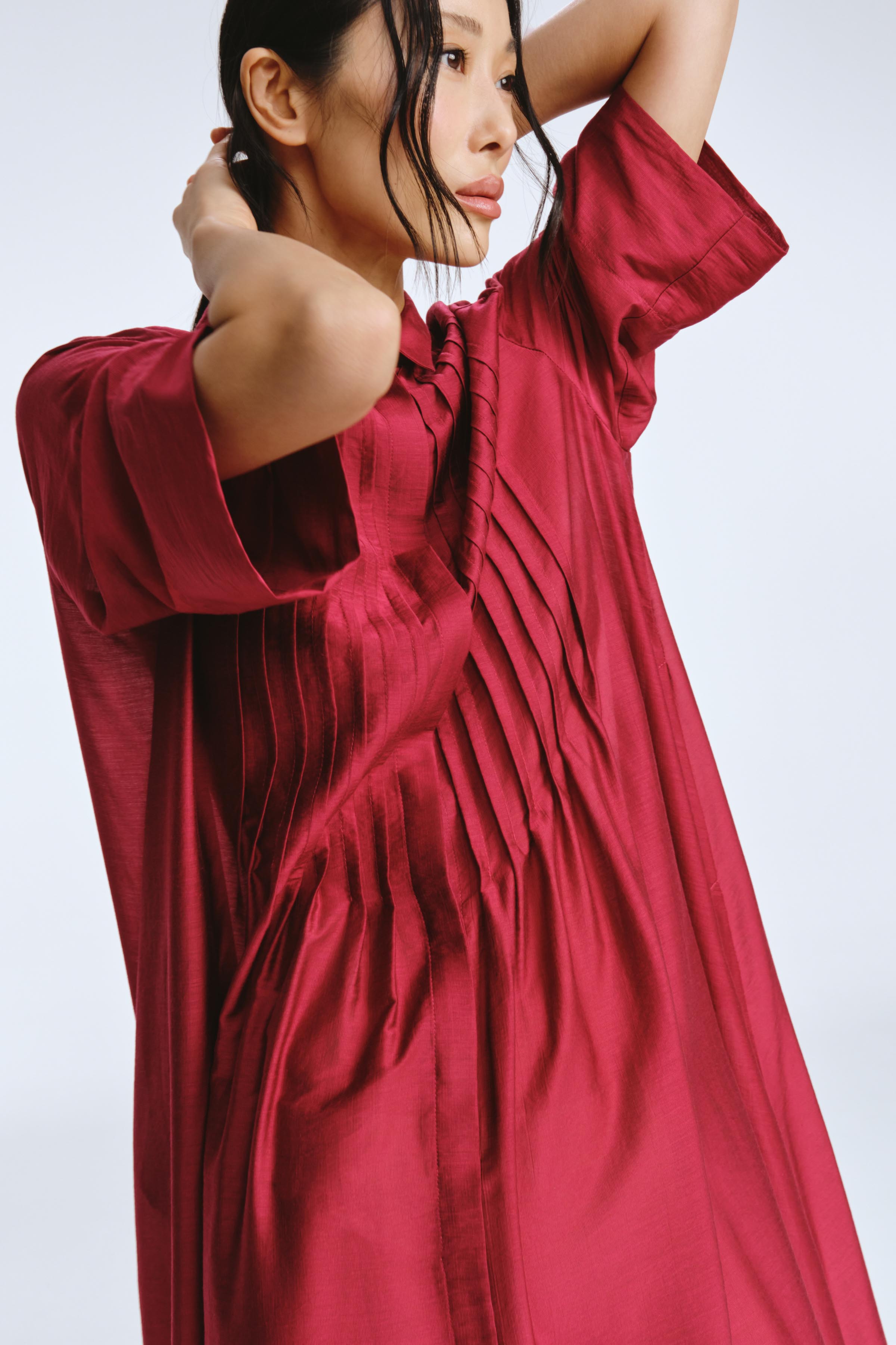 Платье рубашка с защипами 24 Кармин (carmine) от Lesel (Лесель)! Заказывайте по ✆ 8 (800) 777 02 37