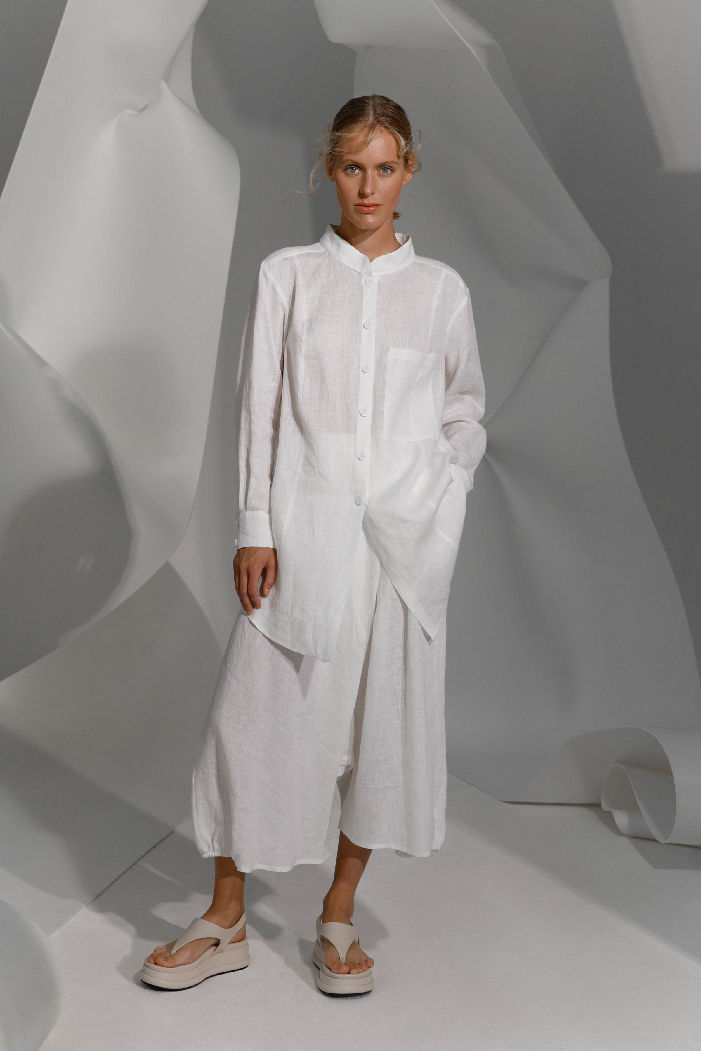 Блуза с кокеткой, мягкий лён  от Lesel (Лесель)! Заказывайте по ✆ 8 (800) 777 02 37