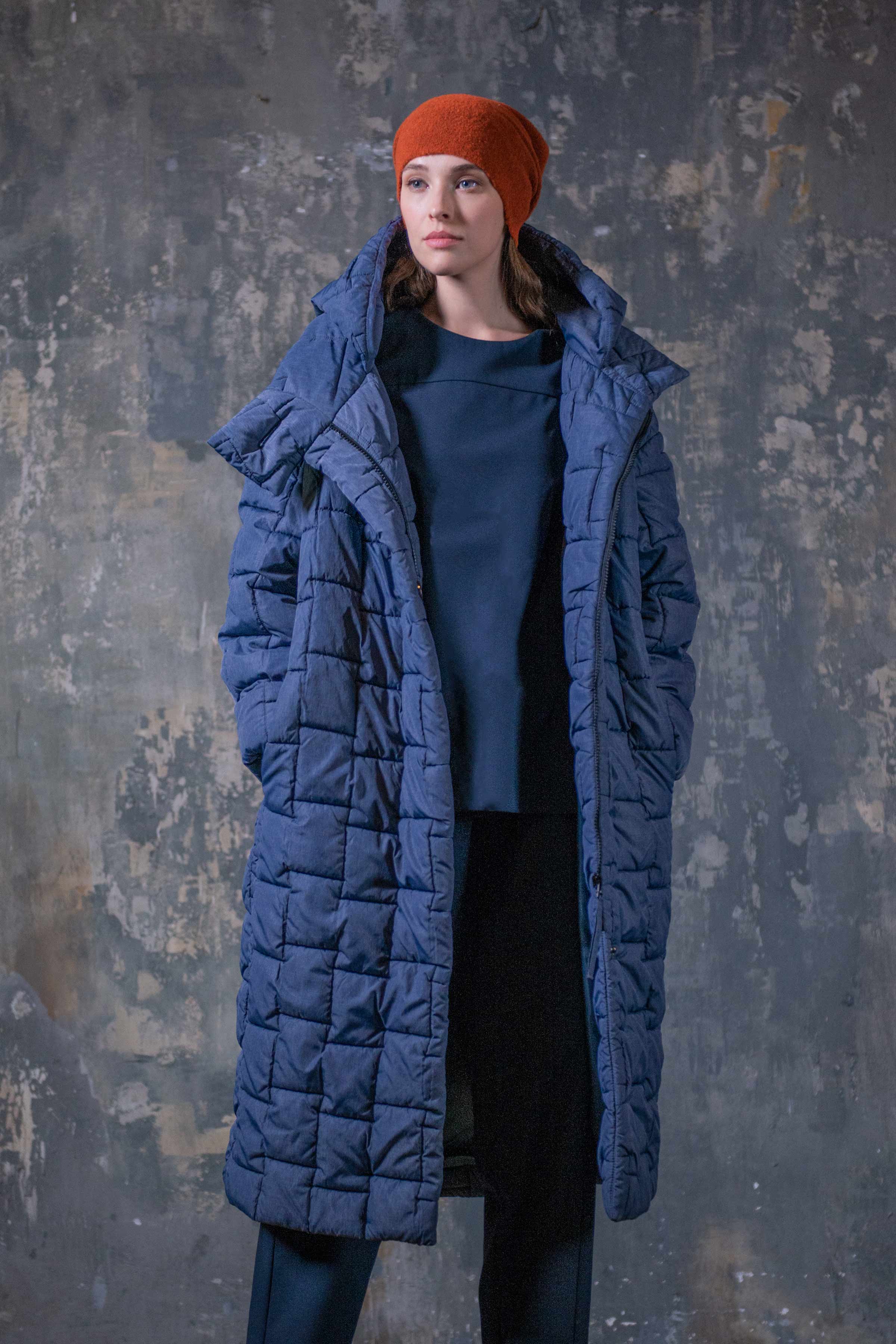 Пальто длинное с капюшоном, меланж 38 Джинсовый (denim) от Lesel (Лесель)! Заказывайте по ✆ 8 (800) 777 02 37