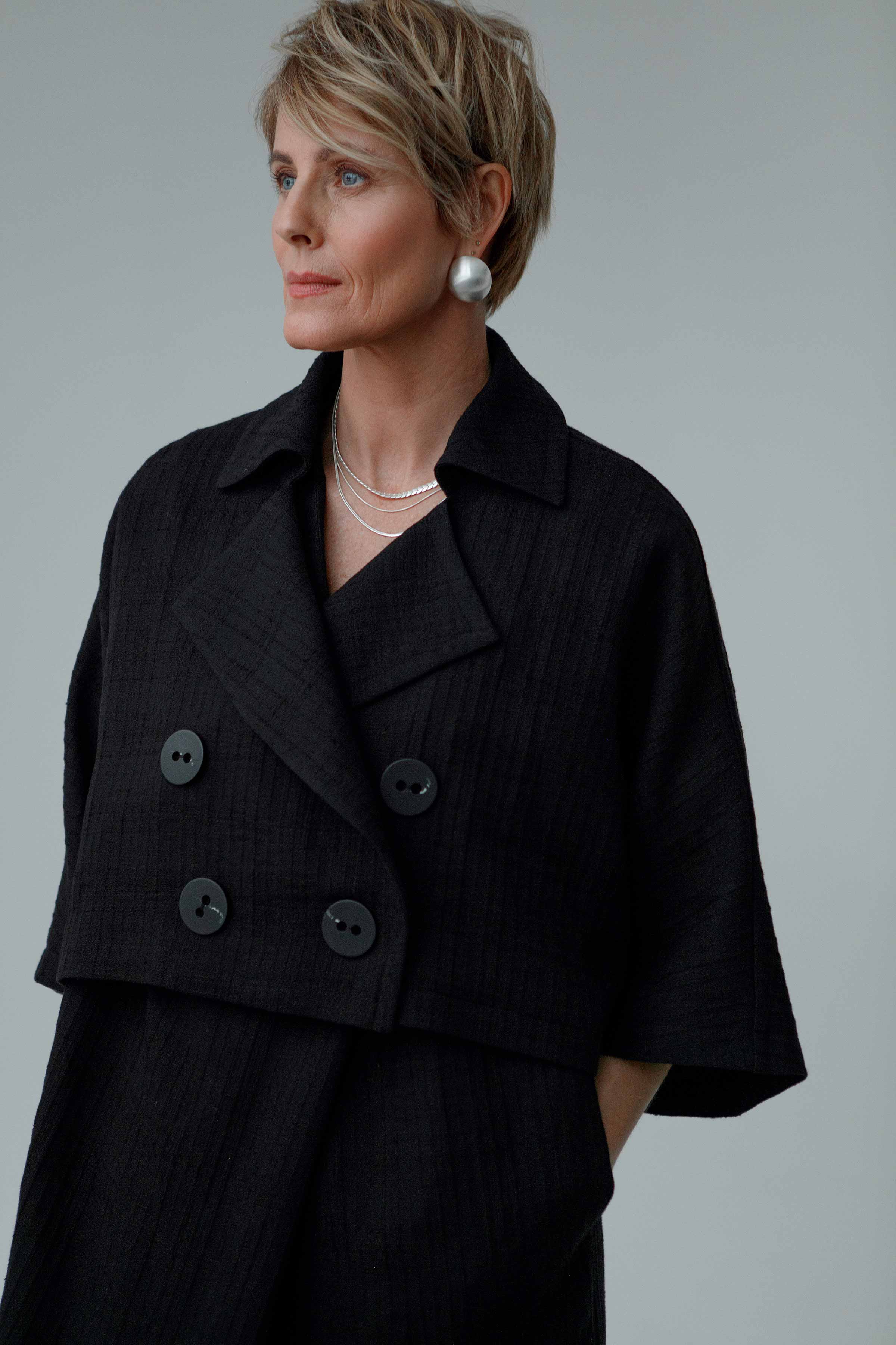 Жакет Пончо короткое, мягкий лён