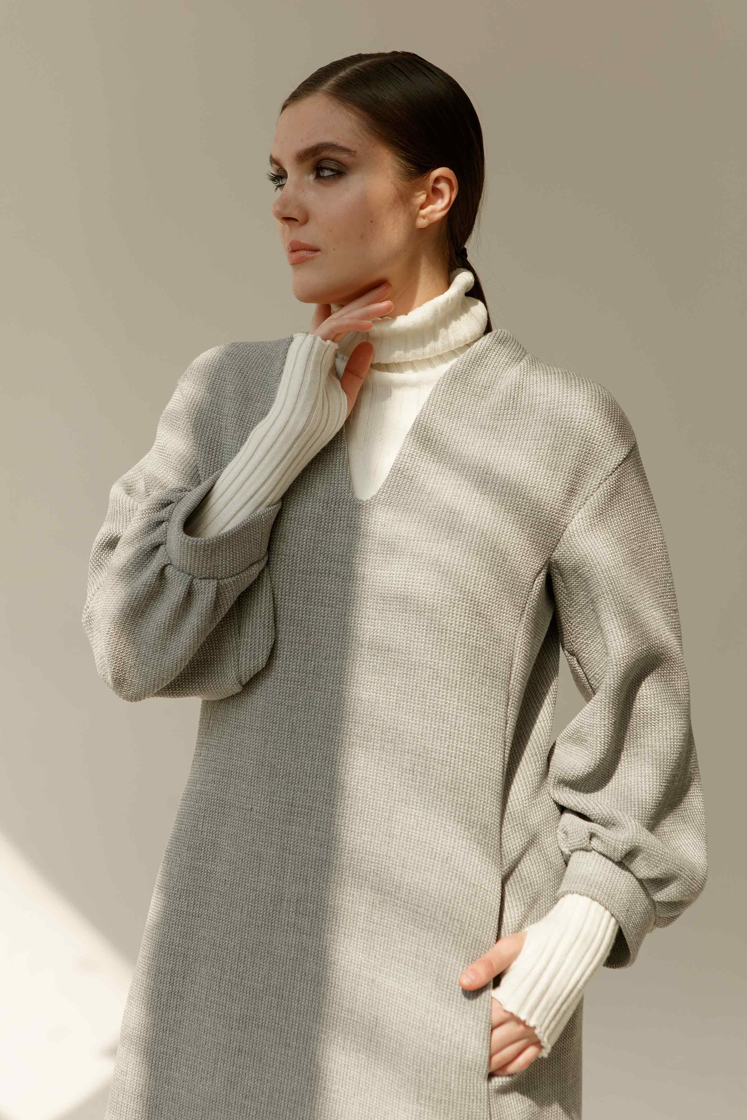 Платье Силуэт вафельный концепт 15 Серый меланж (melange gris) от Lesel (Лесель)! Заказывайте по ✆ 8 (800) 777 02 37