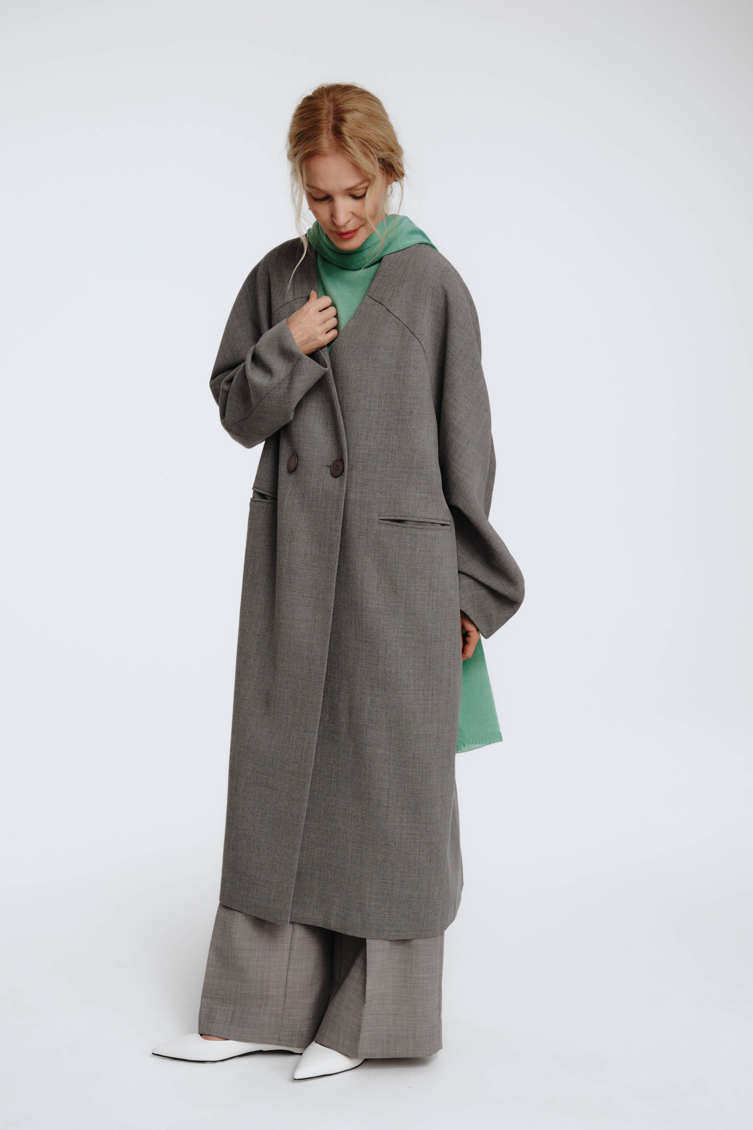 Пальто свободное, реглан на подкладке 00 Черный (noir), 15 Серый меланж (melange gris) от Lesel (Лесель)! Заказывайте по ✆ 8 (800) 777 02 37