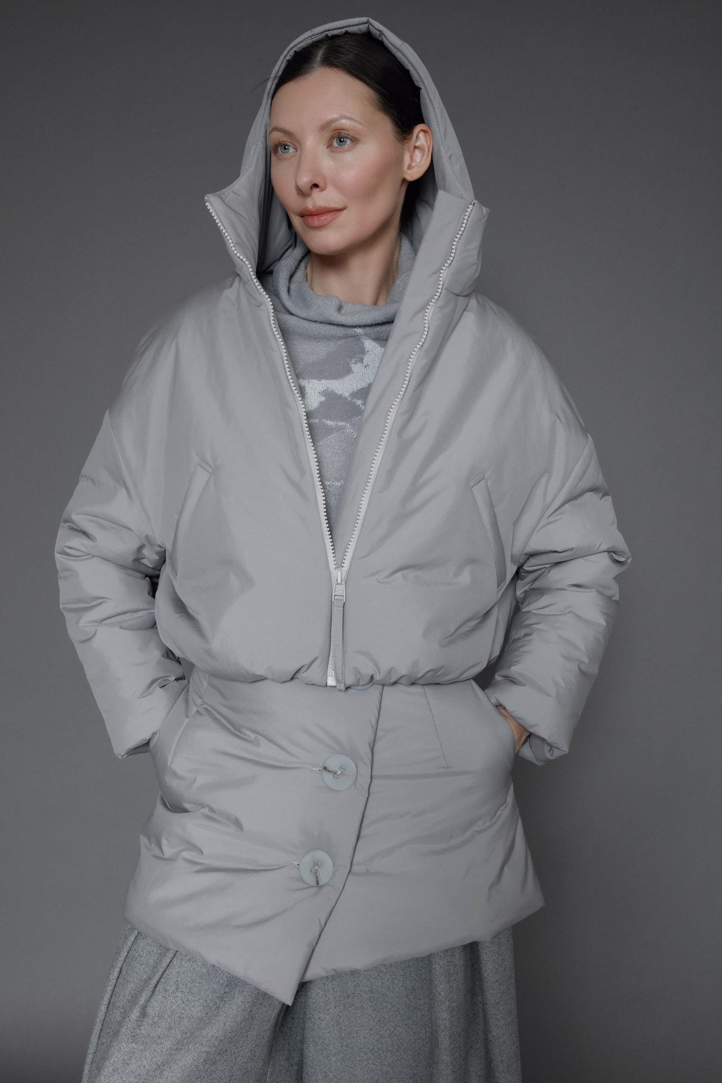 Куртка короткая, с капюшоном, гладкая 10 Серый (grise) от Lesel (Лесель)! Заказывайте по ✆ 8 (800) 777 02 37