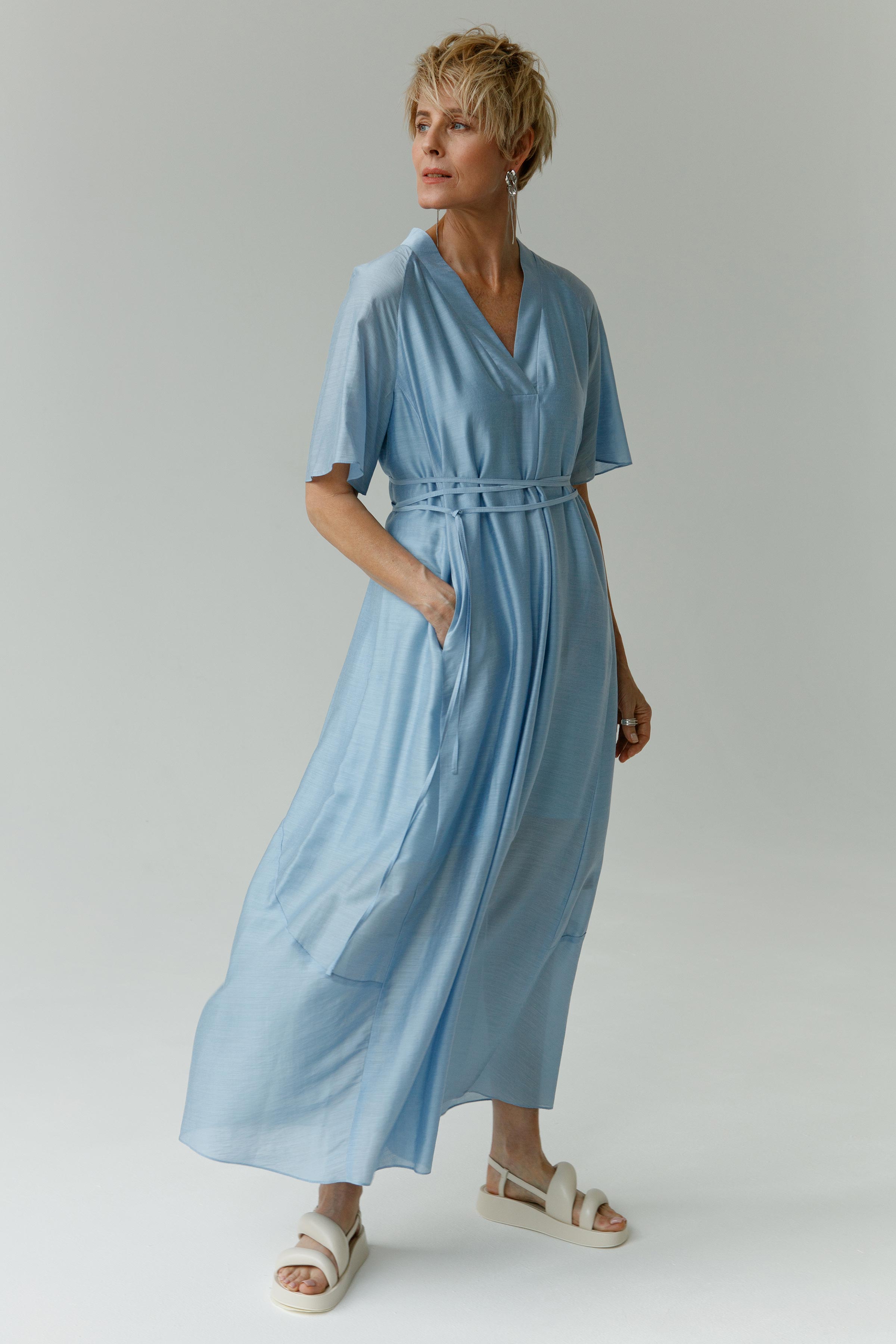 Платье Облако, шёлк 34 Голубой агат (agate bleue) от Lesel (Лесель)! Заказывайте по ✆ 8 (800) 777 02 37