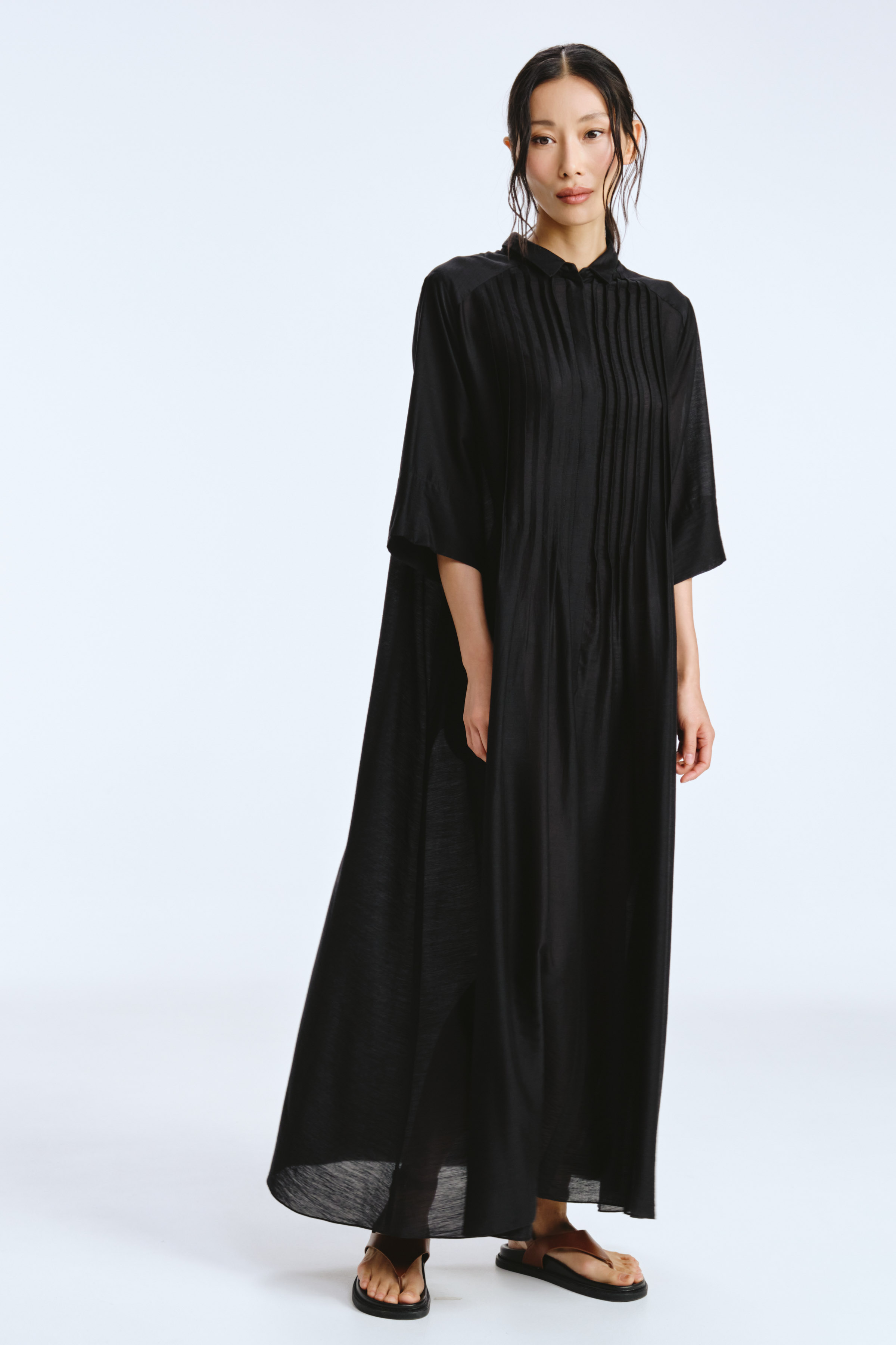 Платье рубашка с защипами 00 Черный (noir) от Lesel (Лесель)! Заказывайте по ✆ 8 (800) 777 02 37