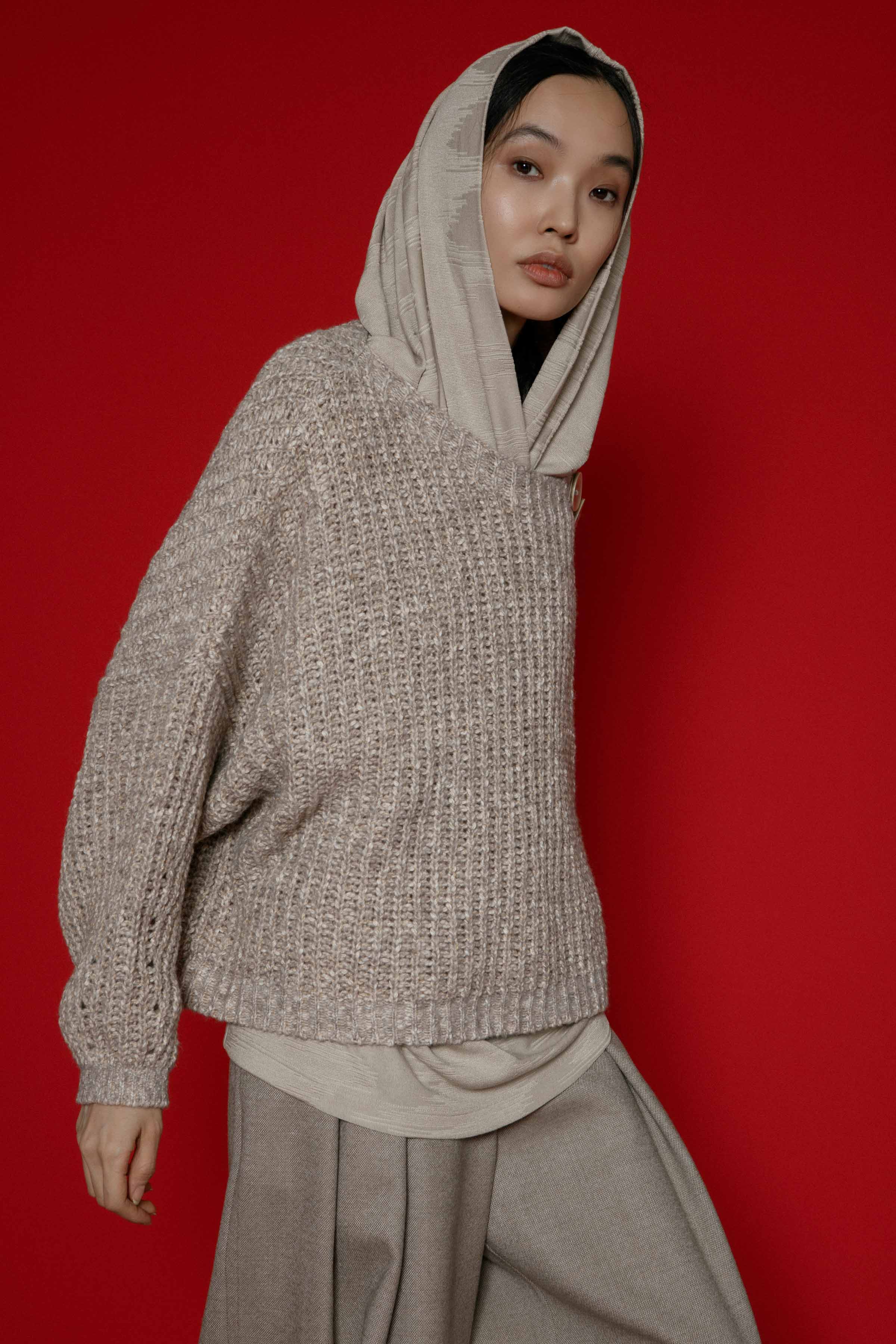 Джемпер грубой вязки с планкой 09 Бежевый меланж (beige melange) от Lesel (Лесель)! Заказывайте по ✆ 8 (800) 777 02 37
