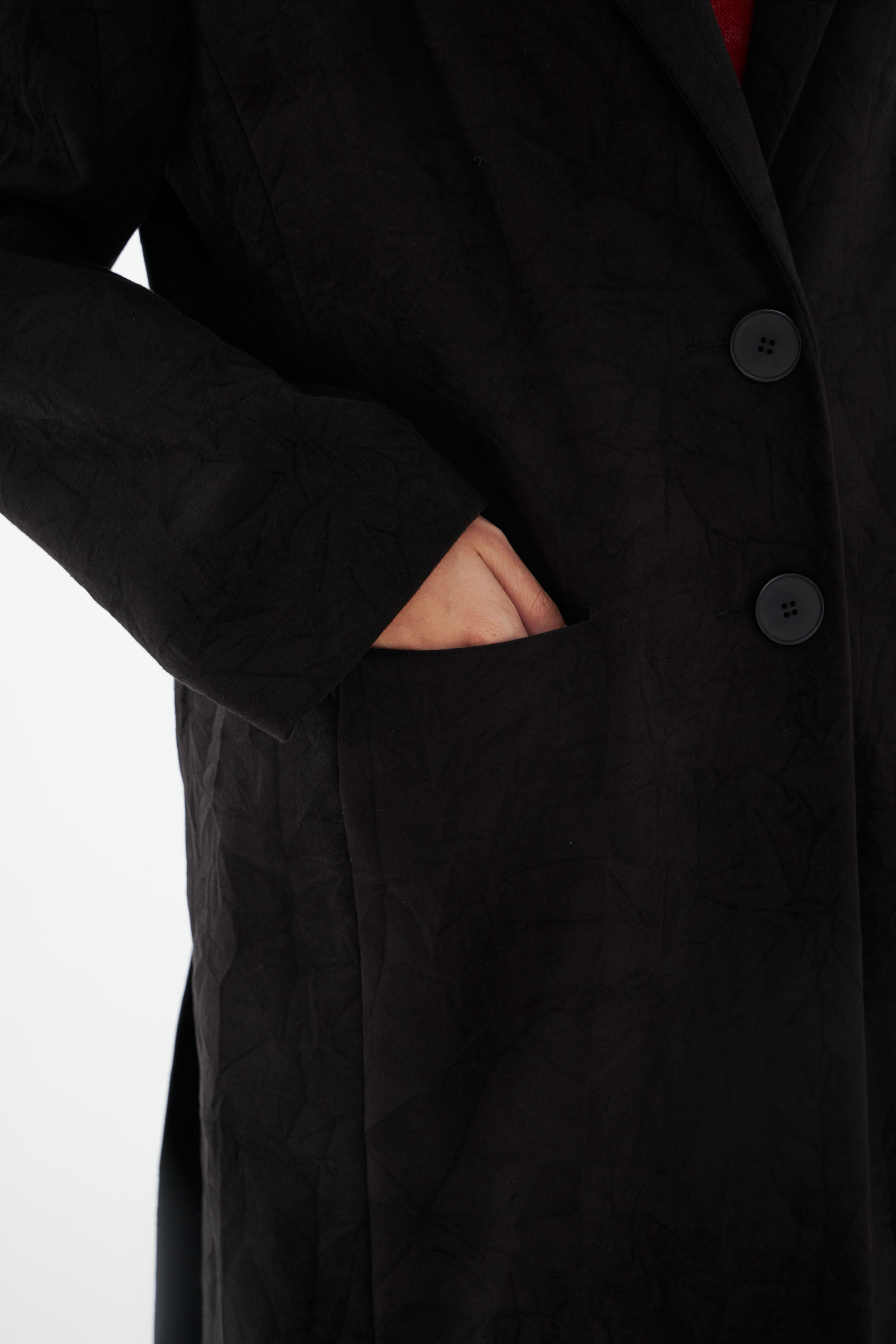 Пальто мятое, прямое на подкладке 00 Черный (noir) от Lesel (Лесель)! Заказывайте по ✆ 8 (800) 777 02 37