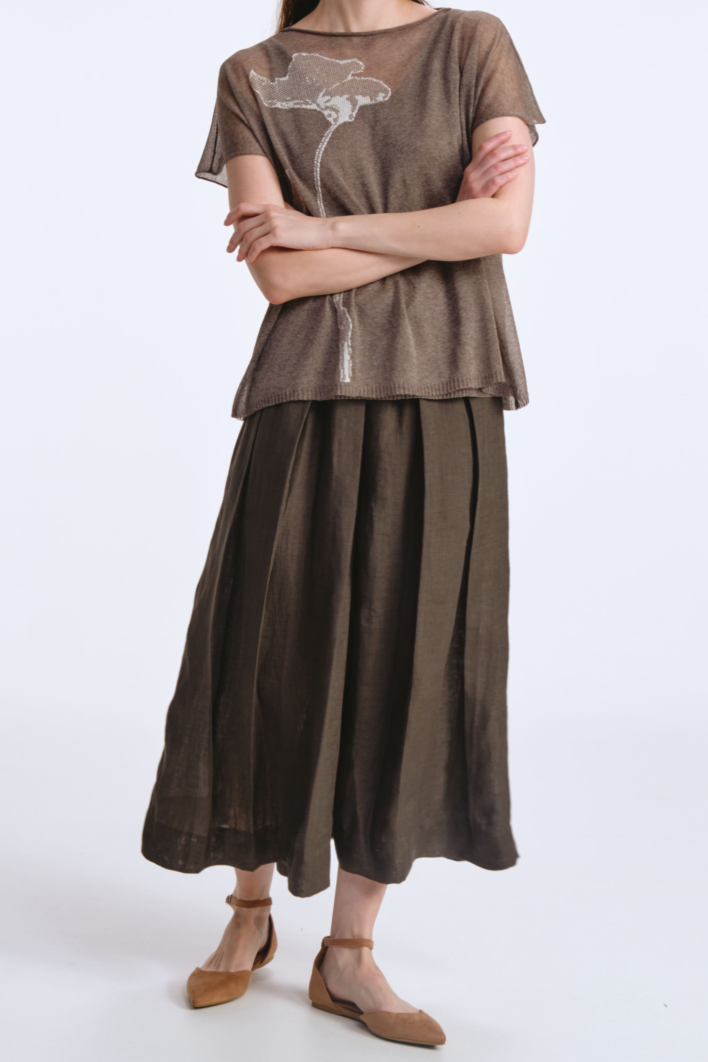 Юбка-брюки с широкими защипами