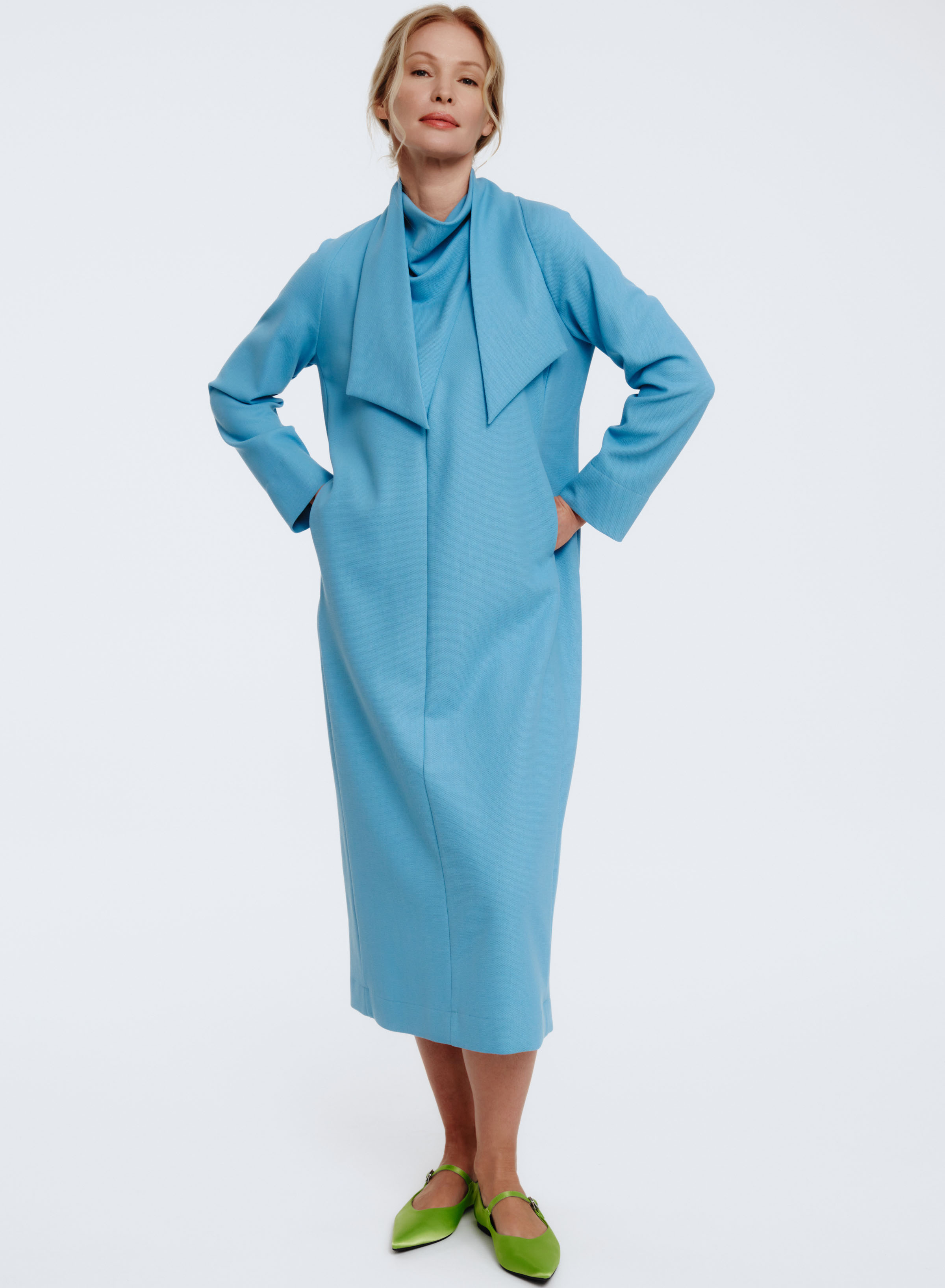 Платье с воротником Качели, длинный рукав 36 Лазурно-синий (bleu azur) от Lesel (Лесель)! Заказывайте по ✆ 8 (800) 777 02 37