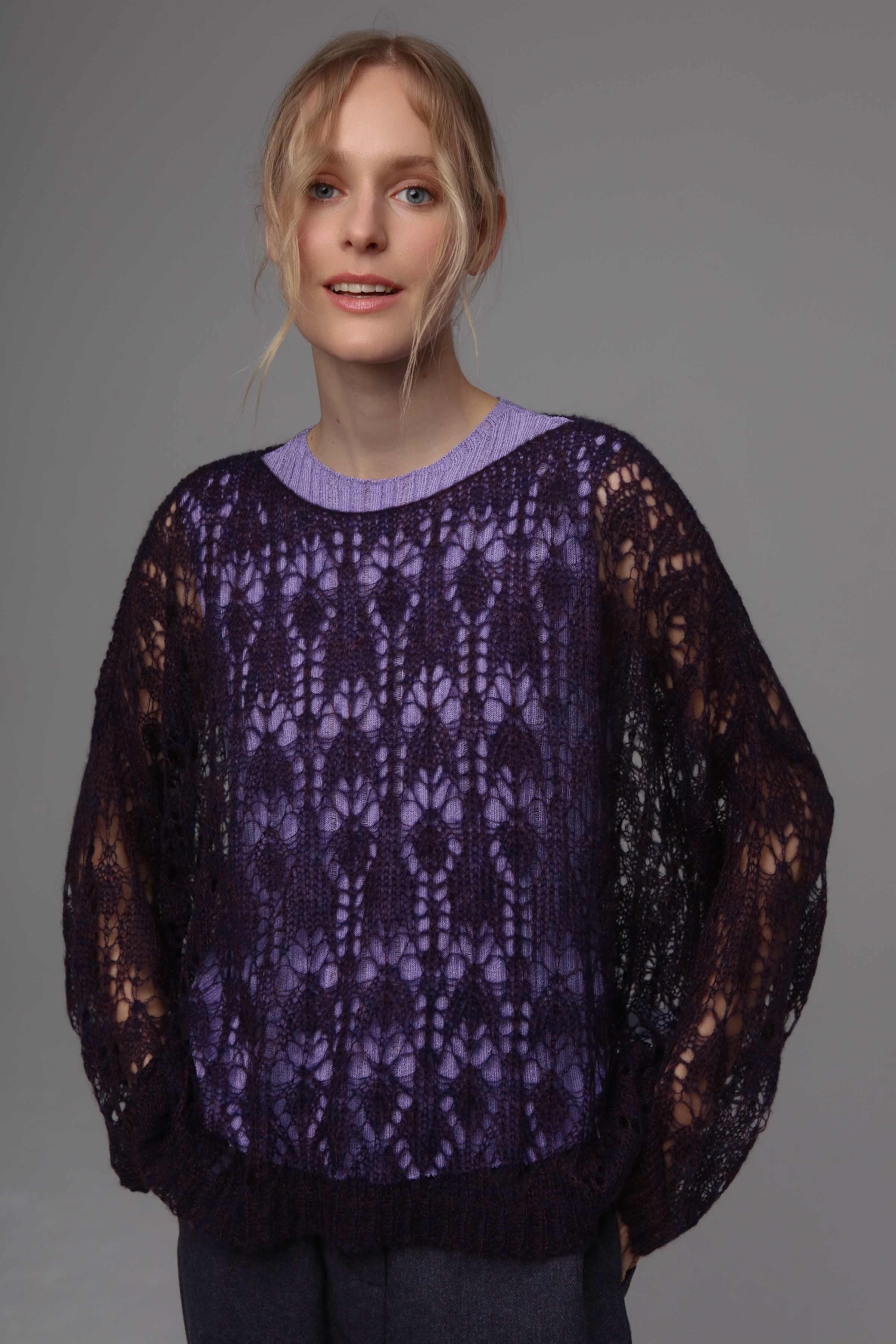 Джемпер Ажур из мохера 42 Розовый закат (pink sunset), 62 Хризолит (chrysolithe), 37 Аквамарин (aiqumarine) от Lesel (Лесель)! Заказывайте по ✆ 8 (800) 777 02 37