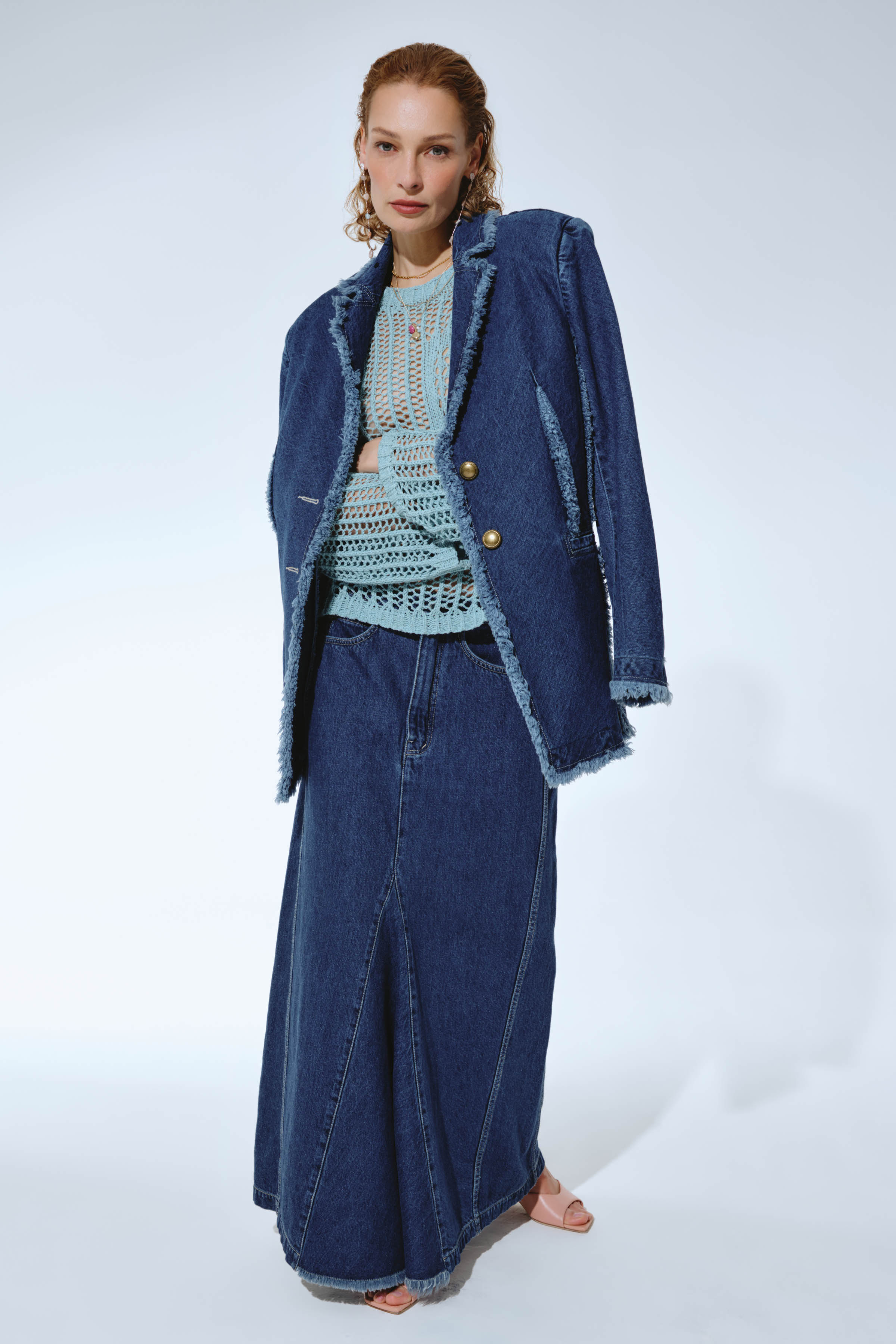 Юбка Длинная джинса 38 Джинсовый (denim) от Lesel (Лесель)! Заказывайте по ✆ 8 (800) 777 02 37