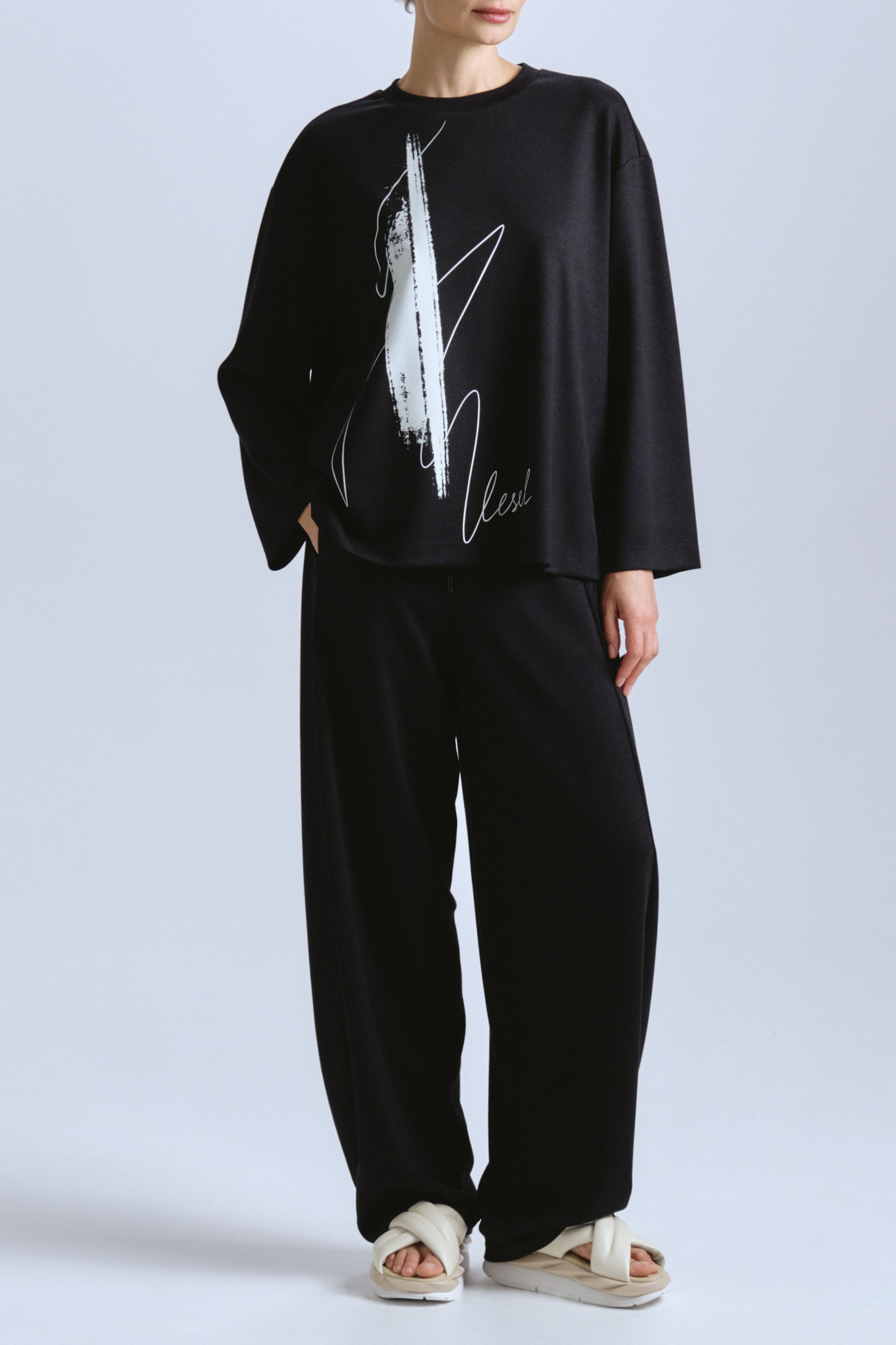 Блуза лонгслив с принтом Сухая кисть