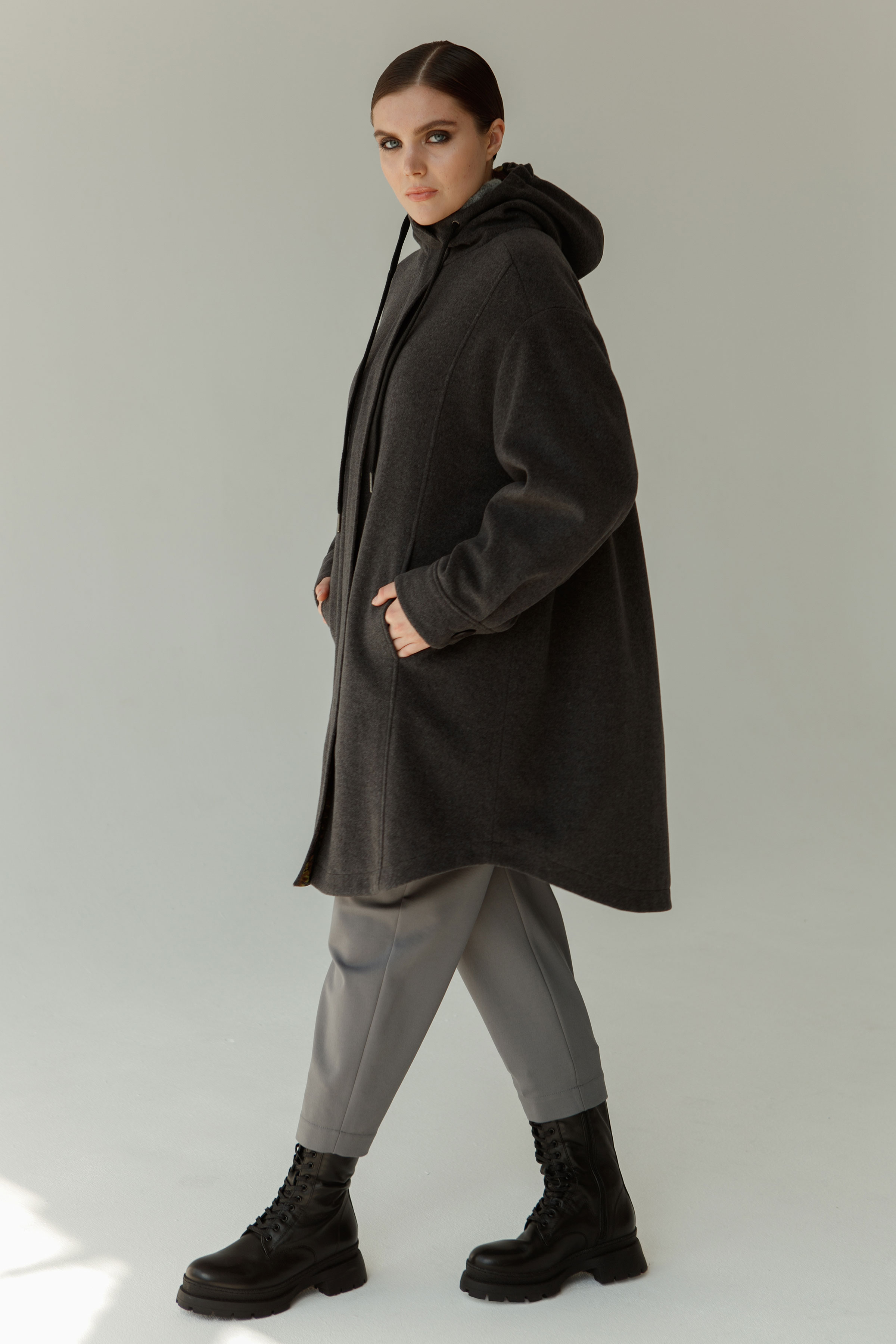 Пальто Рубашка с капюшоном темное 11 Антрацит (anthracite) от Lesel (Лесель)! Заказывайте по ✆ 8 (800) 777 02 37