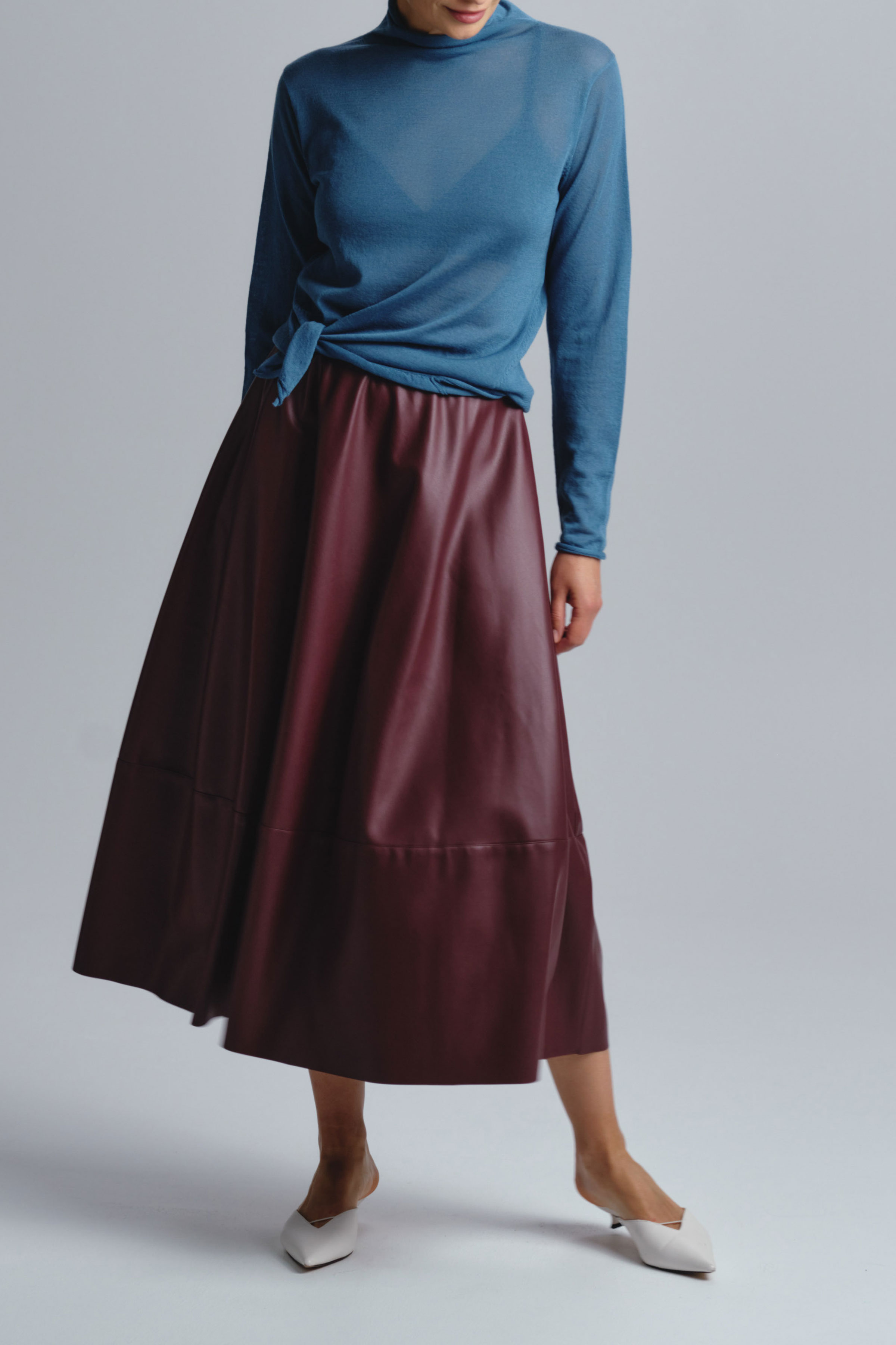 Юбка клеш, кожа 27 Бордо (burdeaux) от Lesel (Лесель)! Заказывайте по ✆ 8 (800) 777 02 37