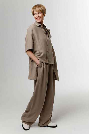 Брюки широкие, мягкий лён