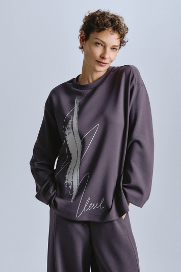 Блуза лонгслив с принтом Сухая кисть