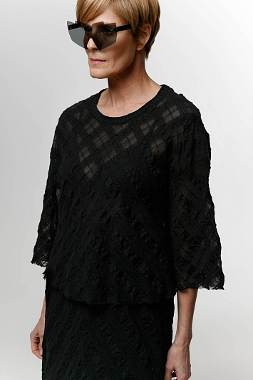 Блуза короткая, жатая клетка