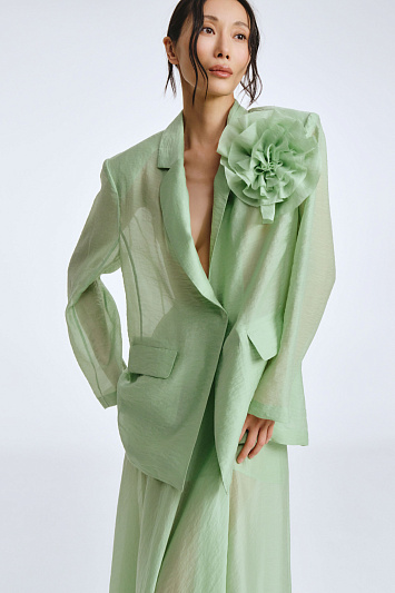 Жакет прямой прозрачный с декором