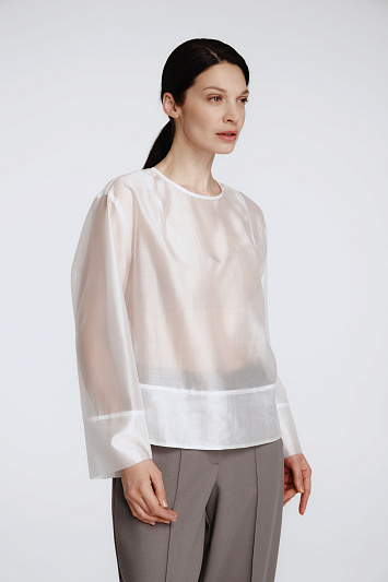 Блуза с круглой горловиной, прозрачная